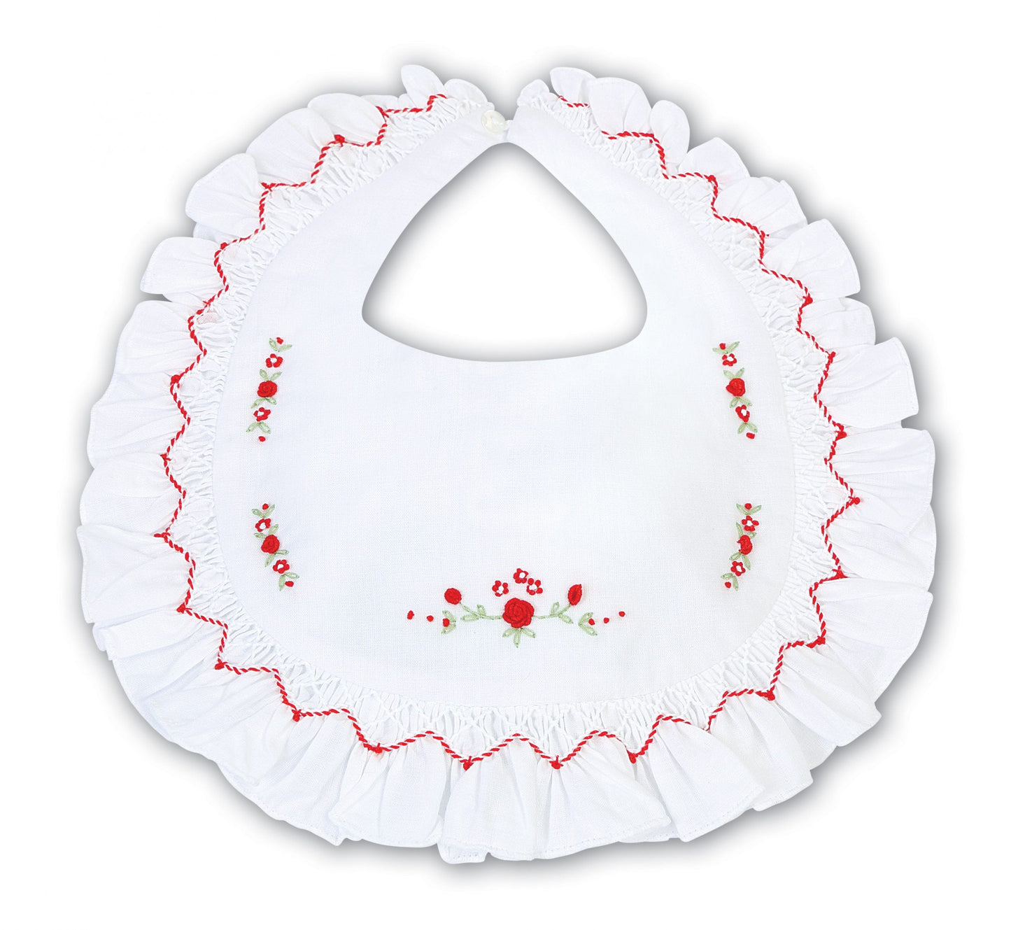 Sarah Louise Red Hand Smocked Bib - Rose & Albert