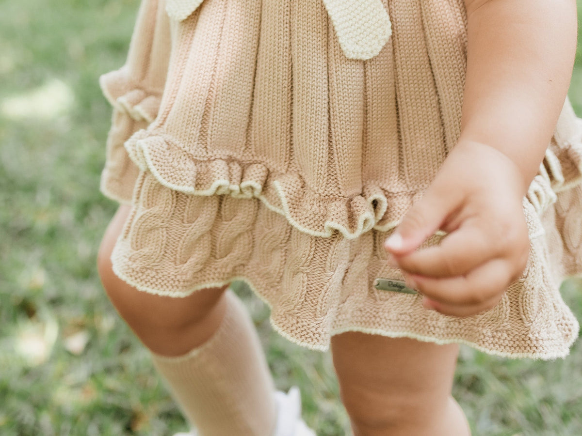 Rahigo Camel & Cream Bow Knitted Socks - Rose & Albert