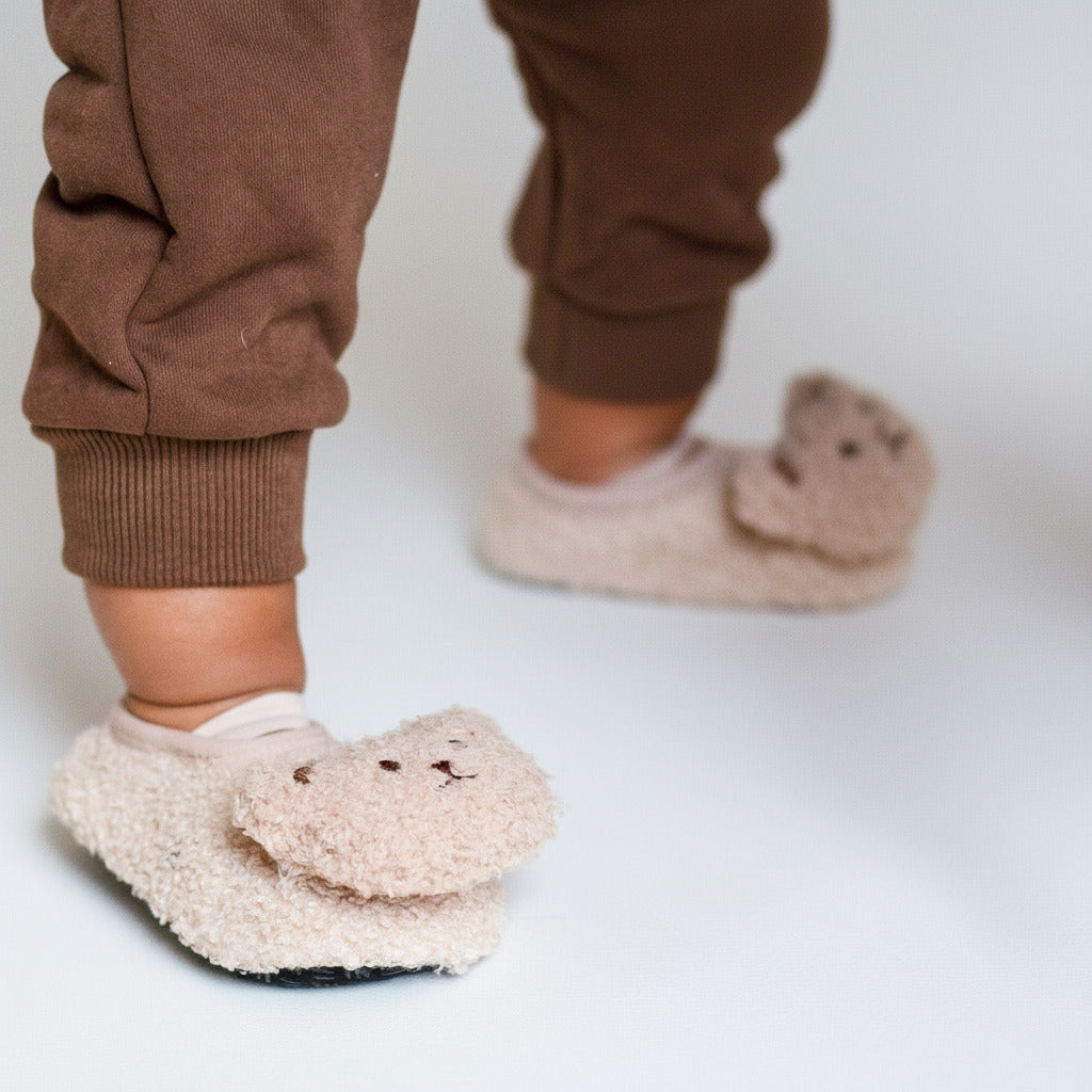 The Bear Strap Slippers in Beige