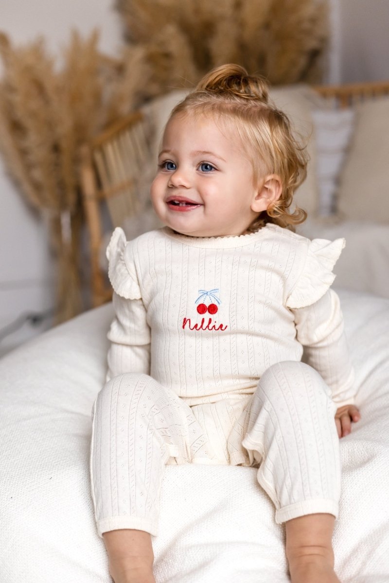 Knitted Bow Frill Romper Personalsied - Cozy Crew Club