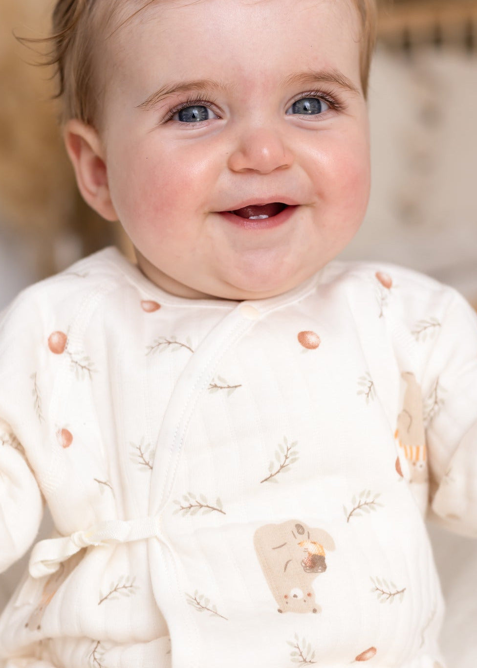 The Woodland Bear Boucle Wrap Baby Grow Romper