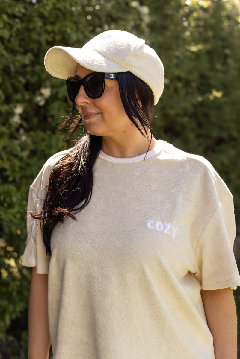Adult COZY Terry Towel Tee - Sand Cozy Crew Club T-Shirts mora-uk.myshopify.com adult-cozy-terry-towel-tee-sand 5POUND, adult, All Products, BFCM20, CHRISTMAS20, easter50, extradiscount, nonpersonalised, PADDY33, resort club collection, SSSALE2550, TOPS, ultracozy, wholesale, wholesale-int, WINTER80