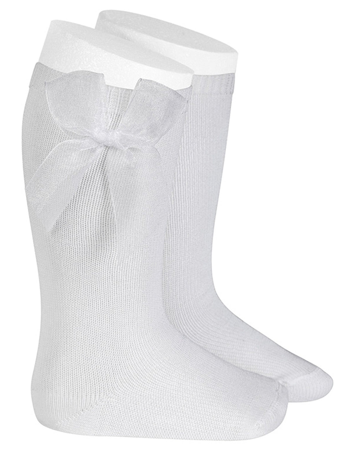 Condor white organza bow knee socks - Rose & Albert
