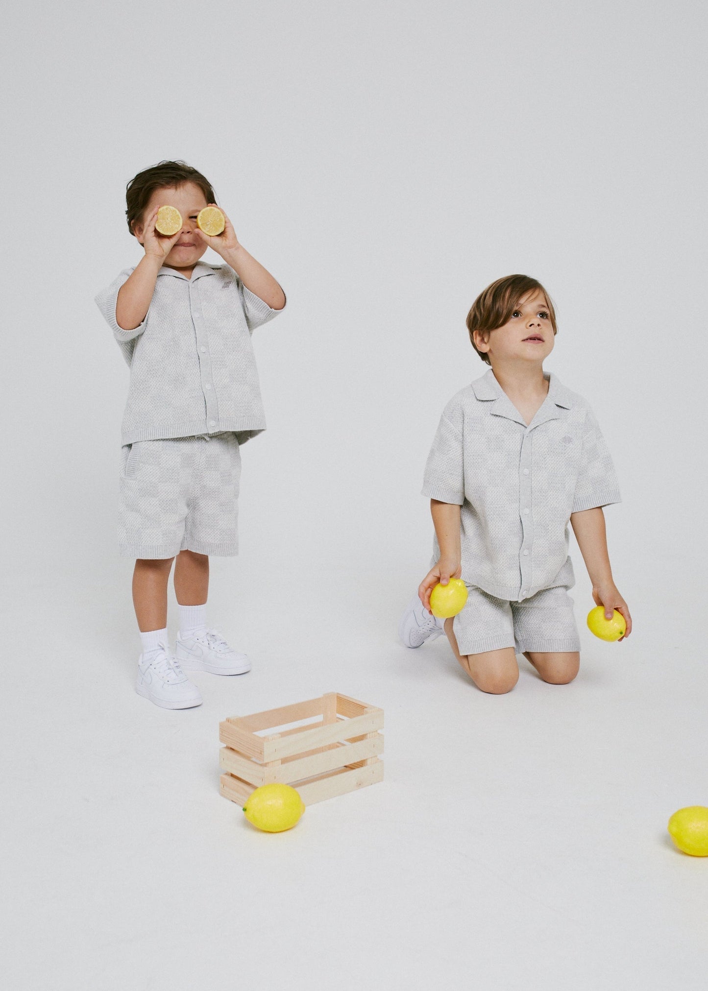 Kids Knitted Checkerboard Shorts