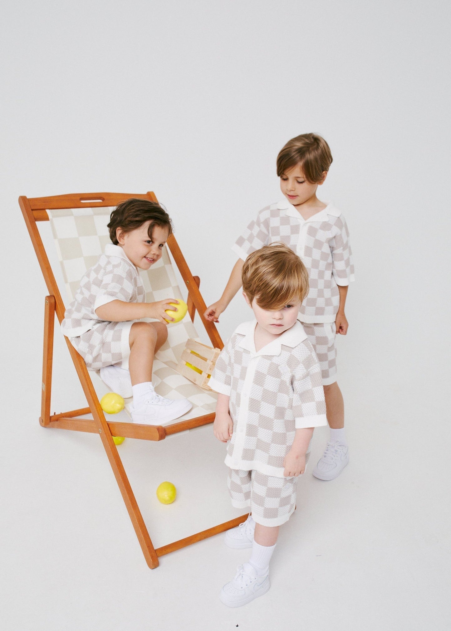Kids Knitted Checkerboard Shorts