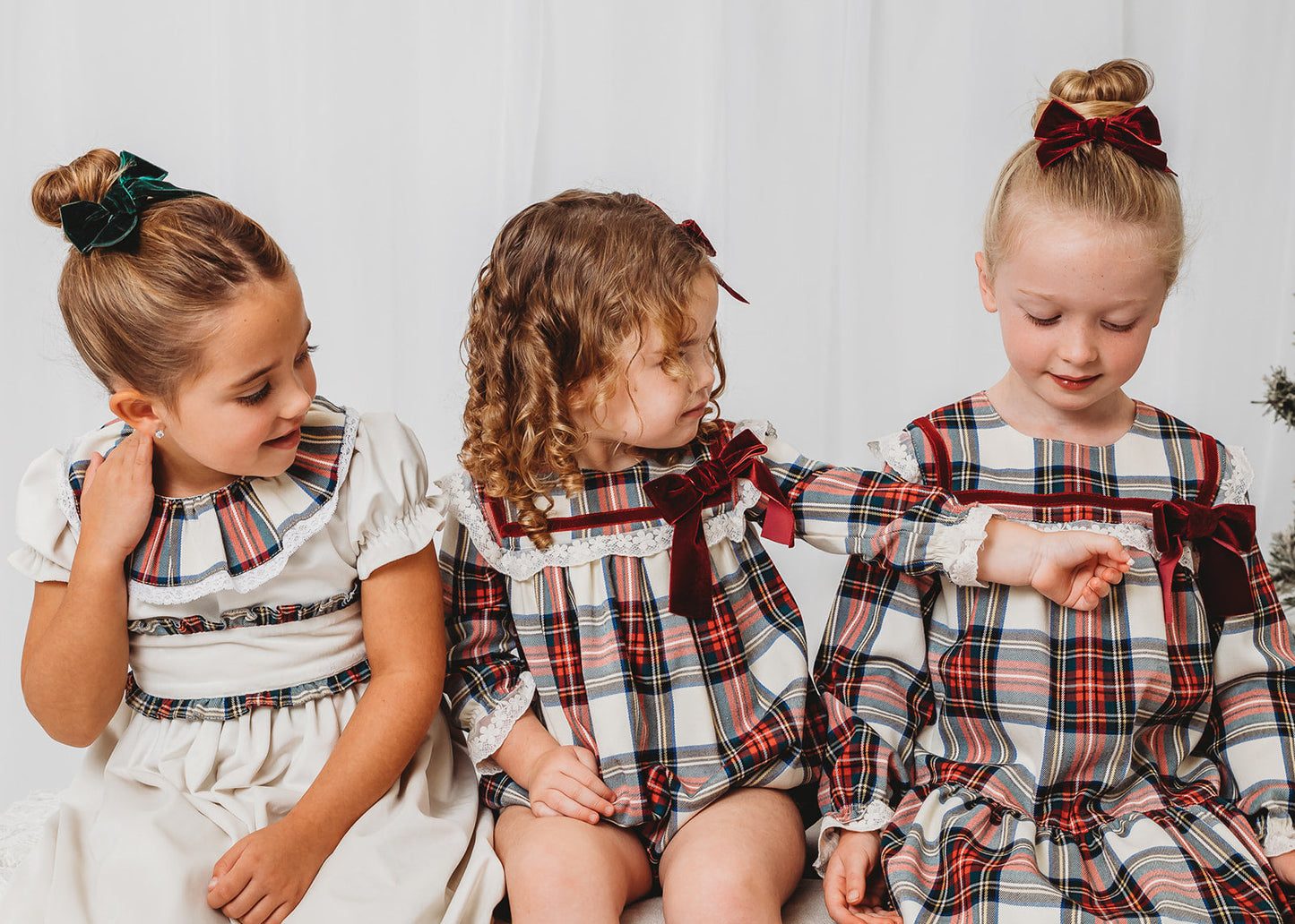 'Noelle' Tartan & burgundy romper - Rose & Albert