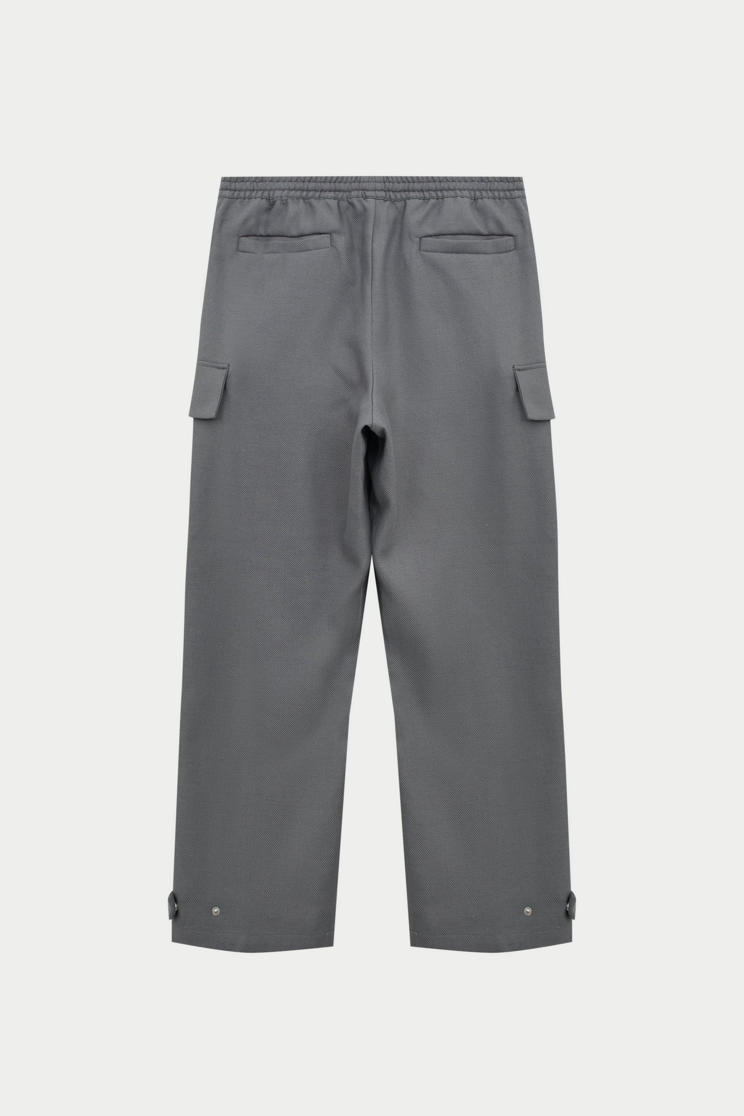 PLEATED WIDE LEG WOOL BLEND TROUSER - GREY