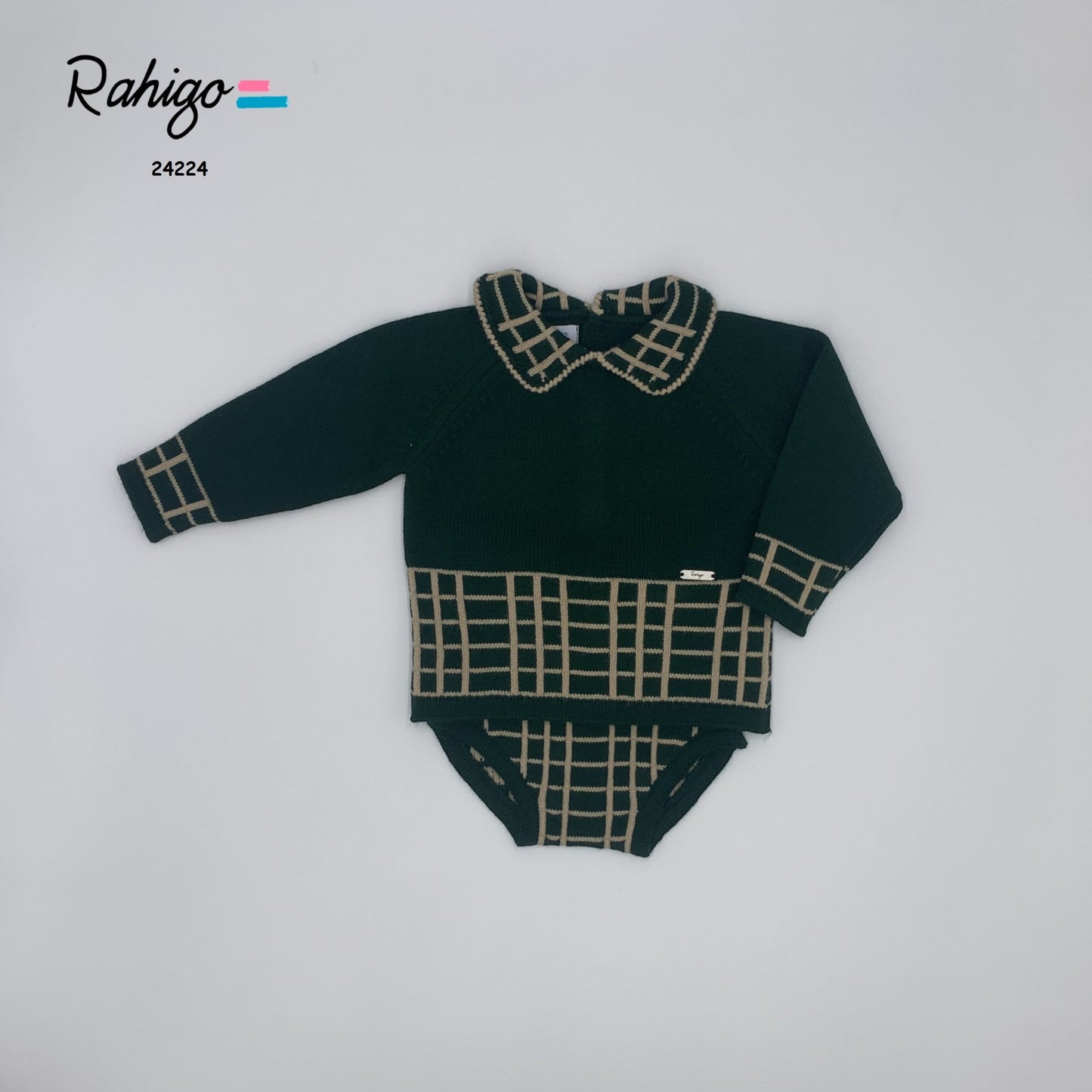 Rahigo bottle green knitted jam pant set - Rose & Albert