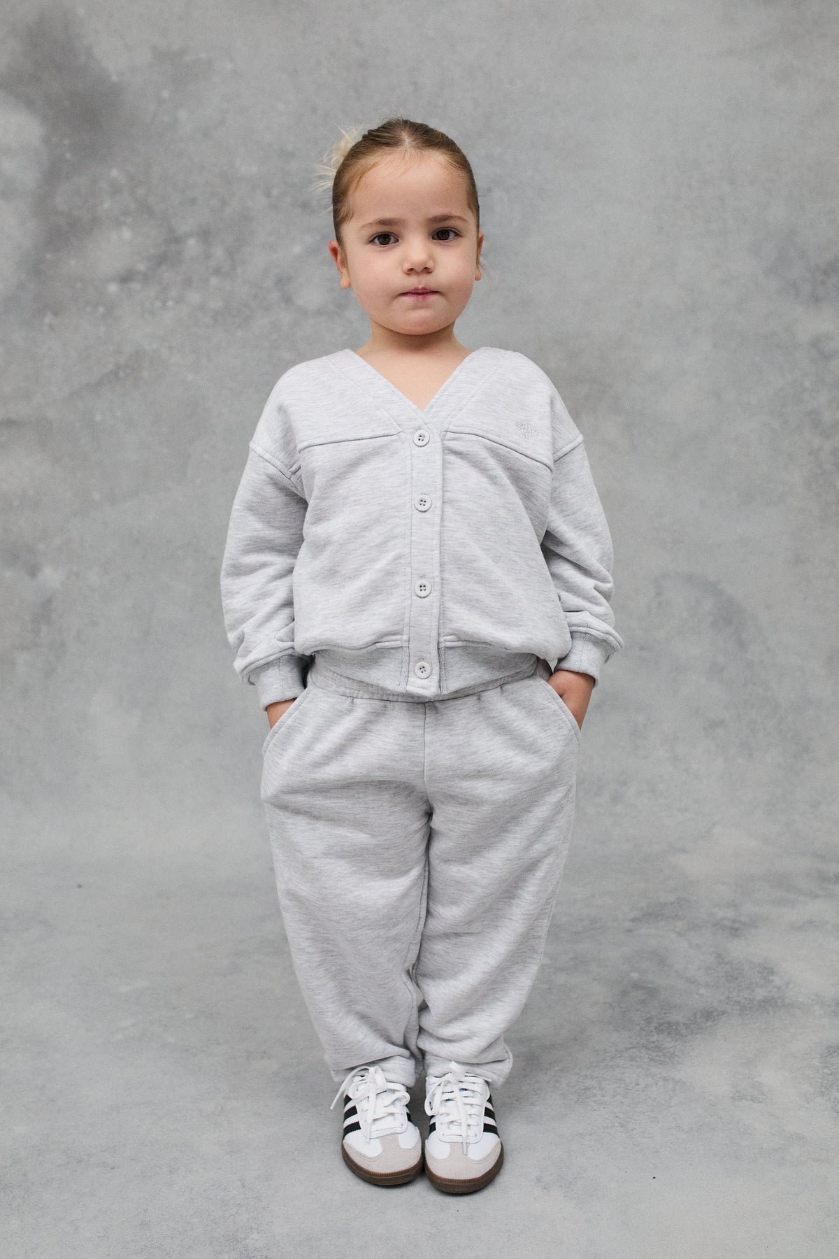 KIDS JERSEY CARDIGAN - GREY MARL