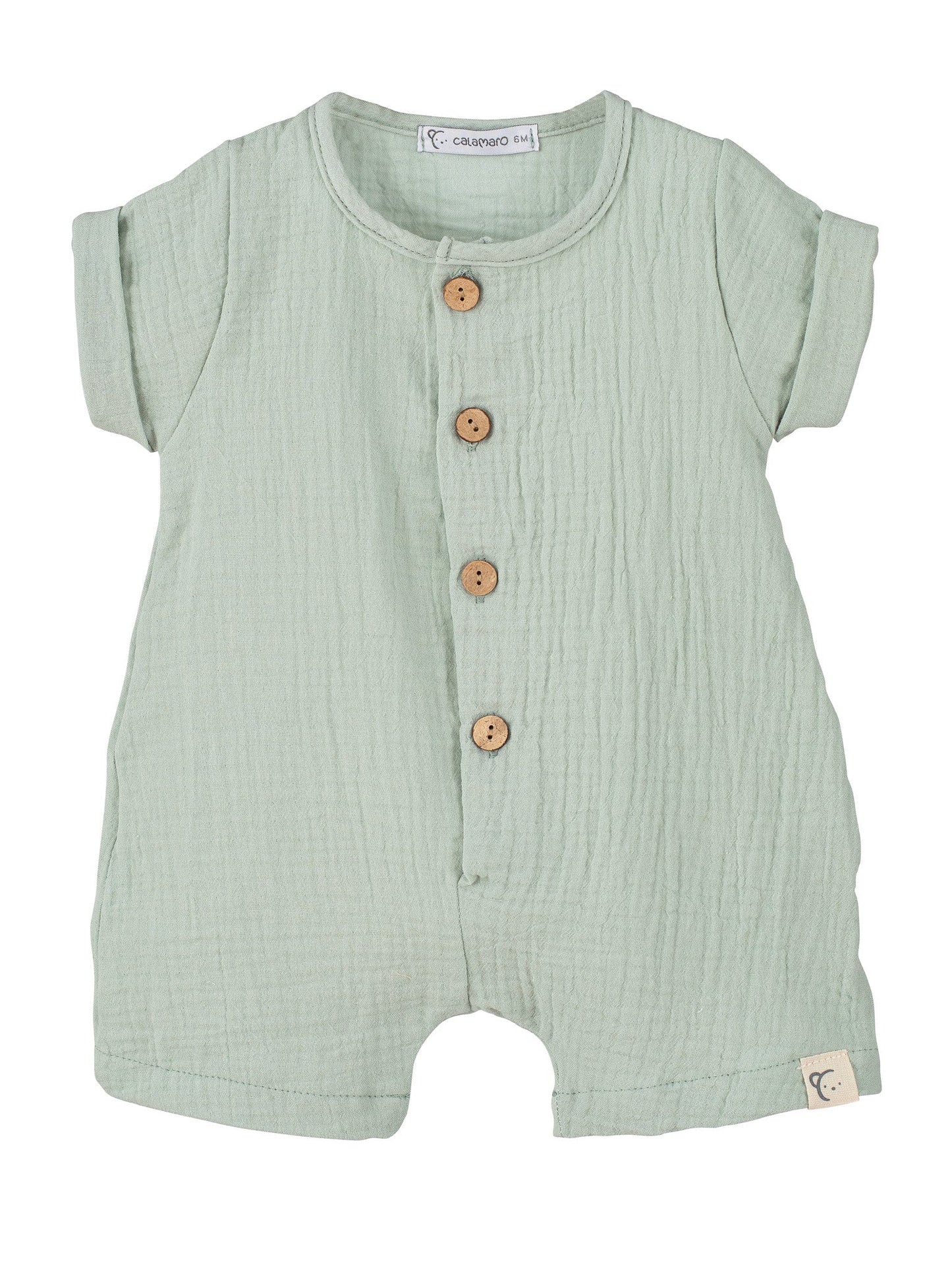 Calamaro Baby Mint Cheesecloth Romper - Rose & Albert