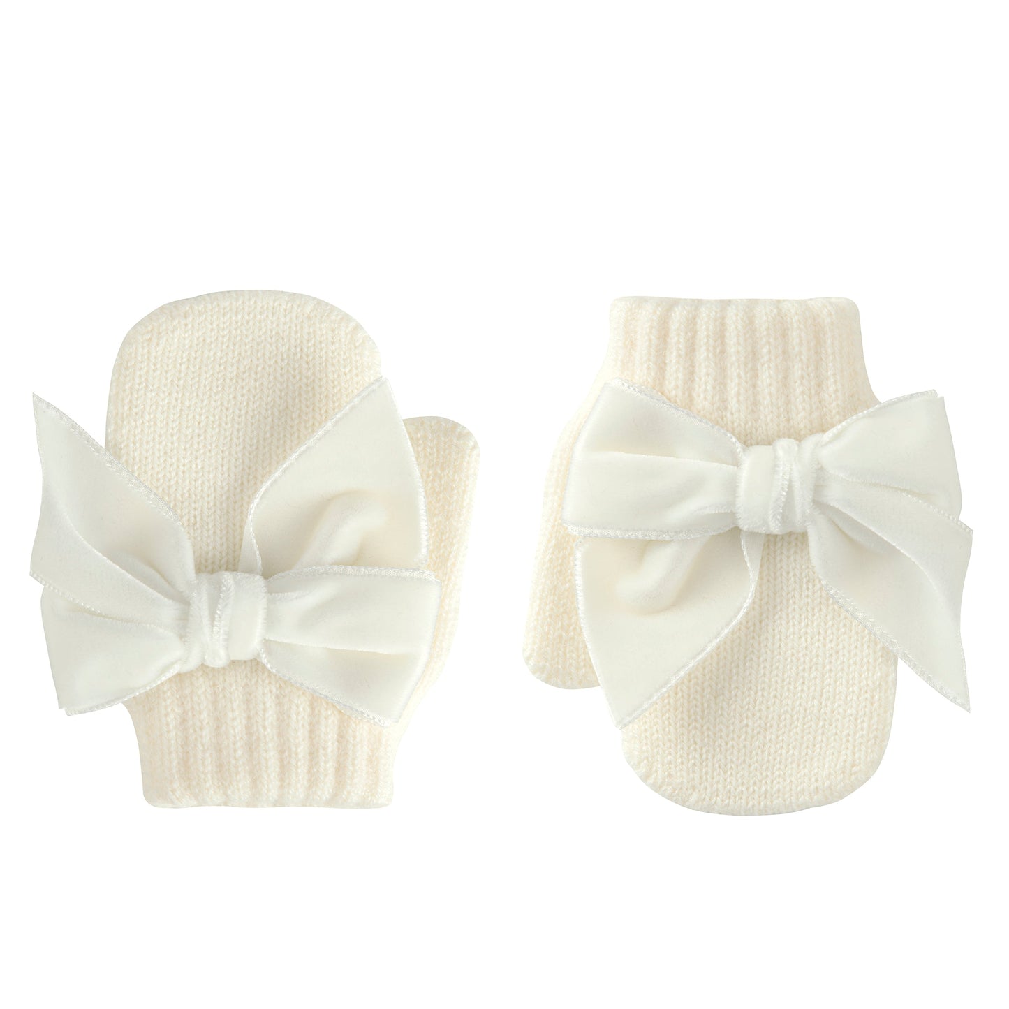 Condor Cream mittens with velvet bow - Rose & Albert