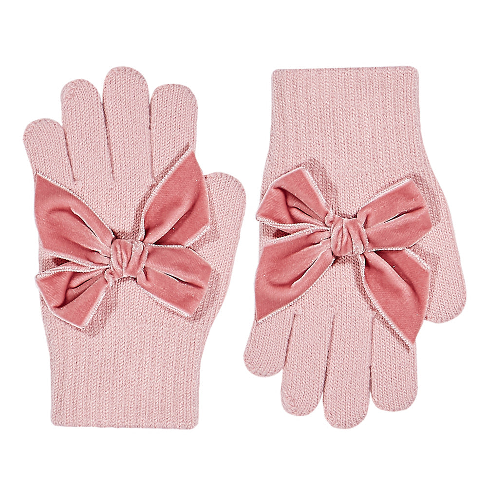 Condor dusky pink gloves with velvet bow - Rose & Albert