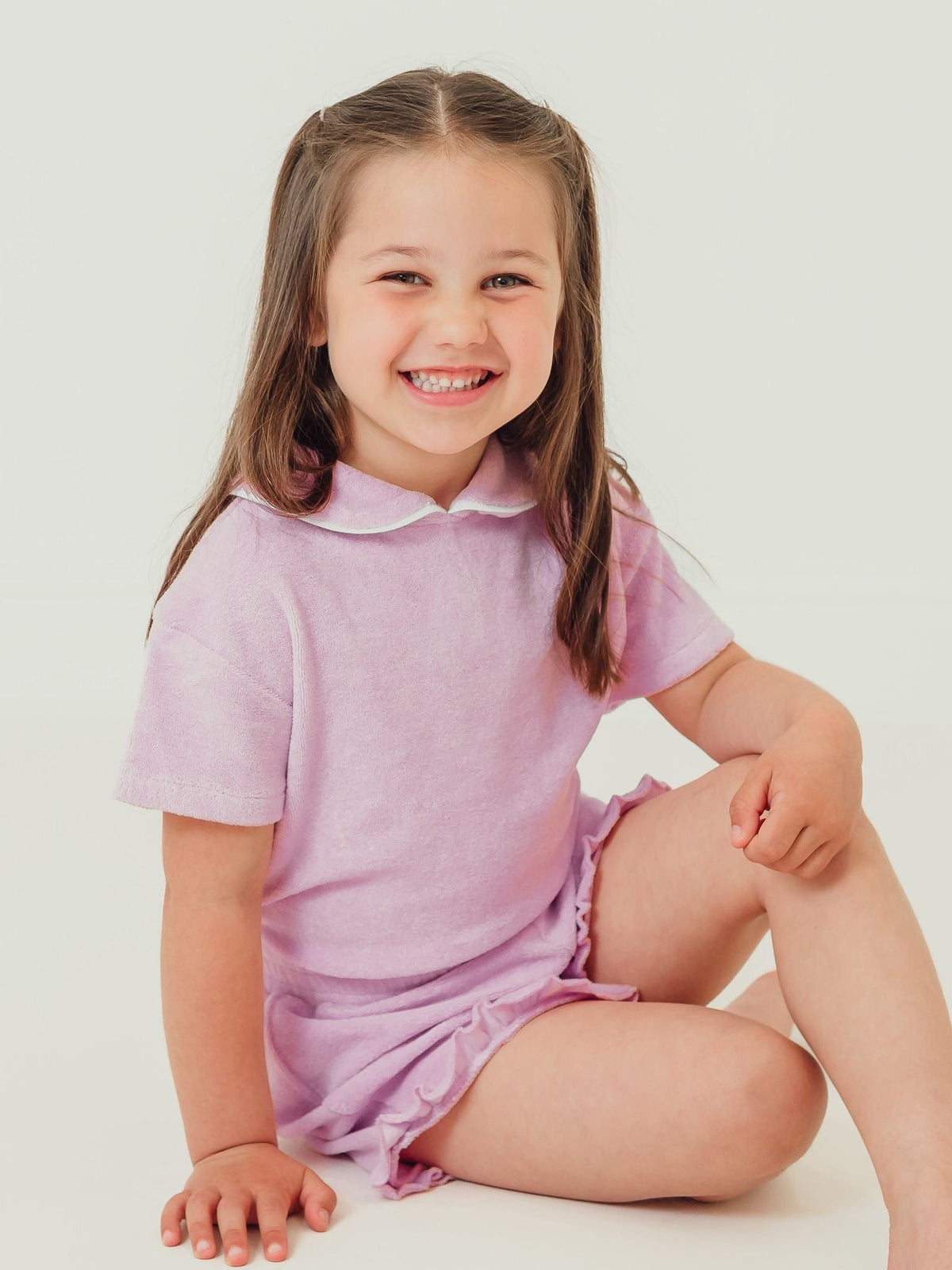 'Hallie' frill lilac towelling short set - Rose & Albert