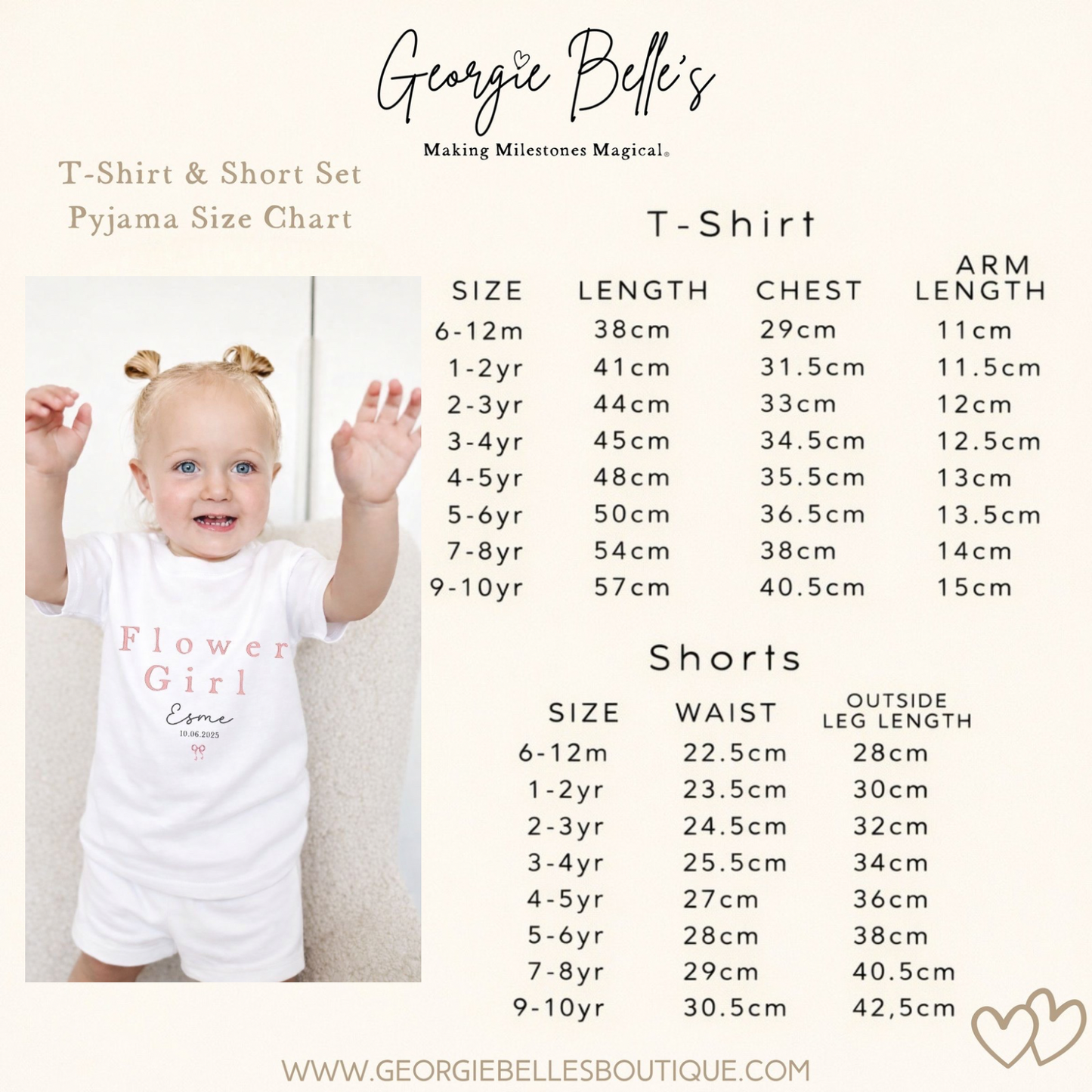 Personalised Flower Girl Short Set Pyjamas - Dusky Pink Wreath Design