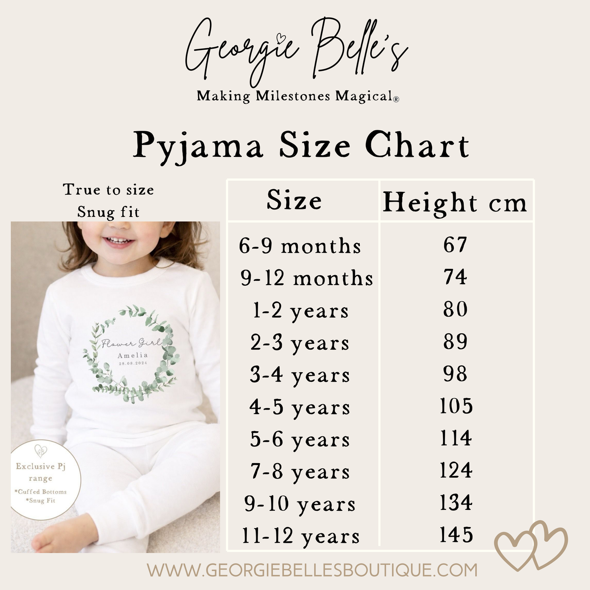 Personalised Flower Girl Pyjamas - Dusky Pink Wreath Design