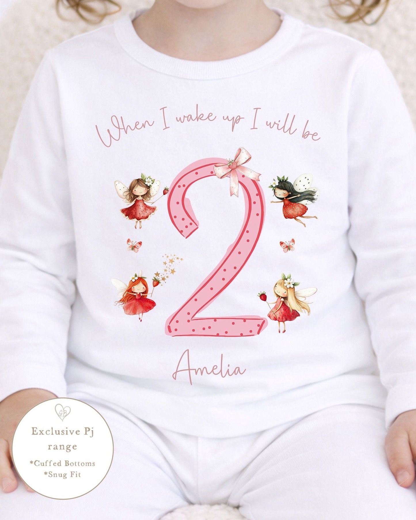 Personalised Plain Birthday Pyjamas Fairy Number Design