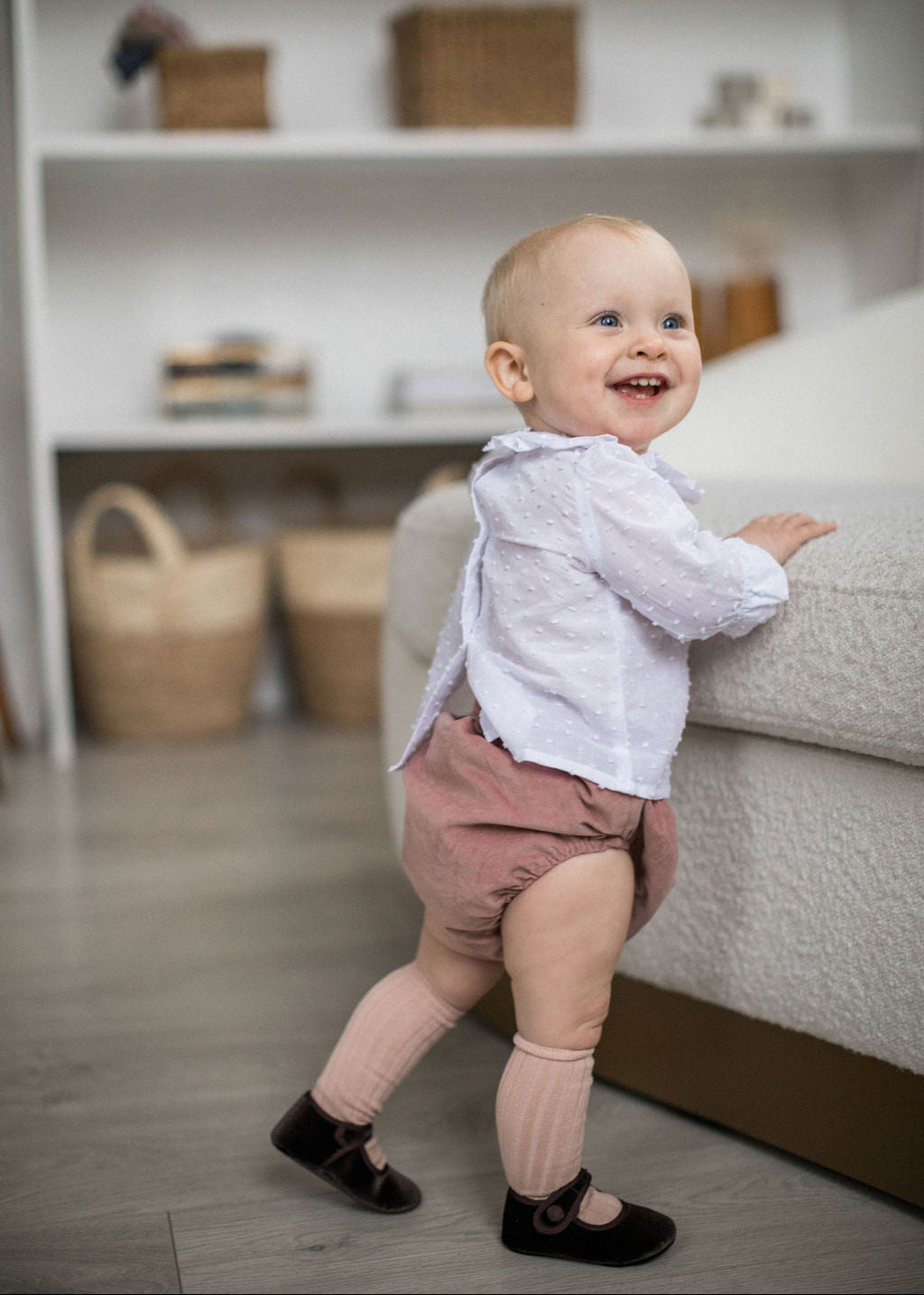 Mary Jane Pram Shoes in Chocolate Velvet Brown