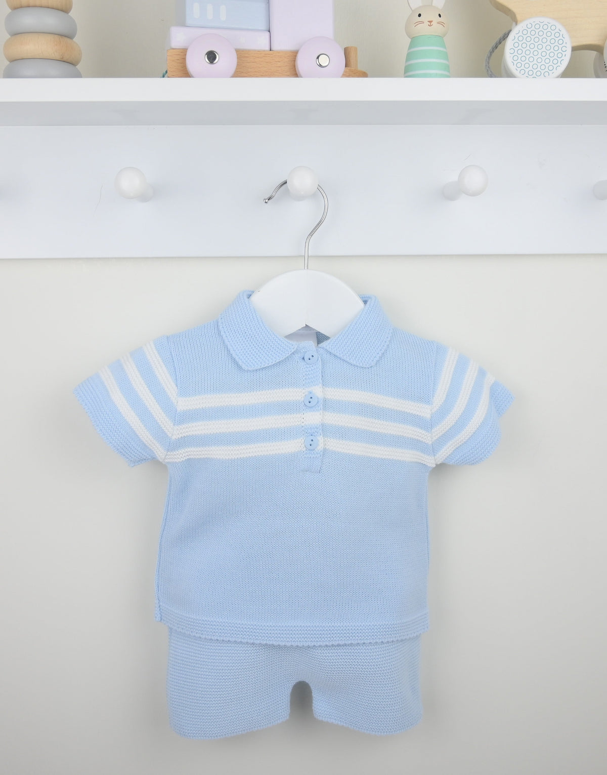 Pex Mateo Blue Knitted Short Suit - Rose & Albert