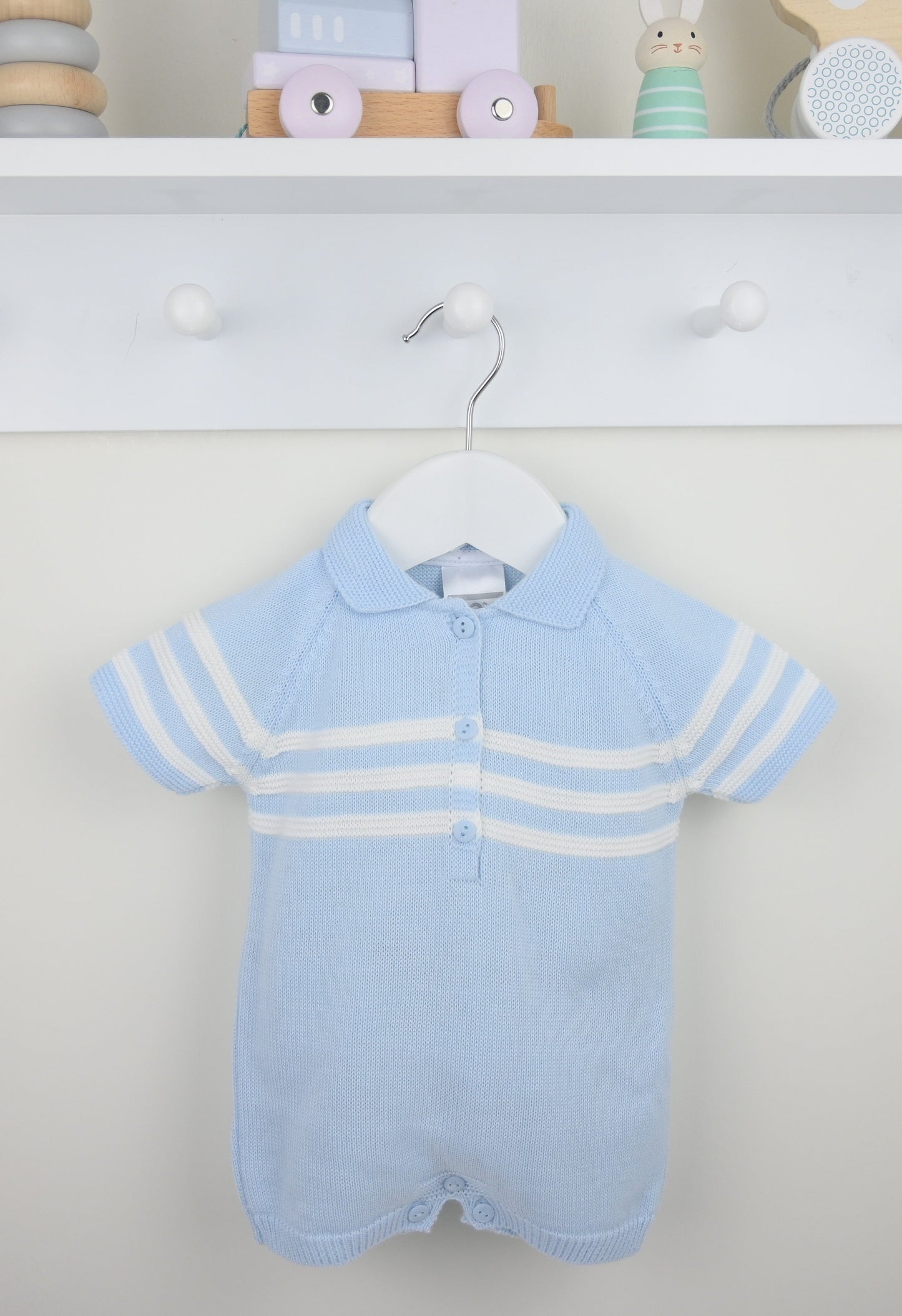 Pex Mateo Blue Knitted Romper - Rose & Albert
