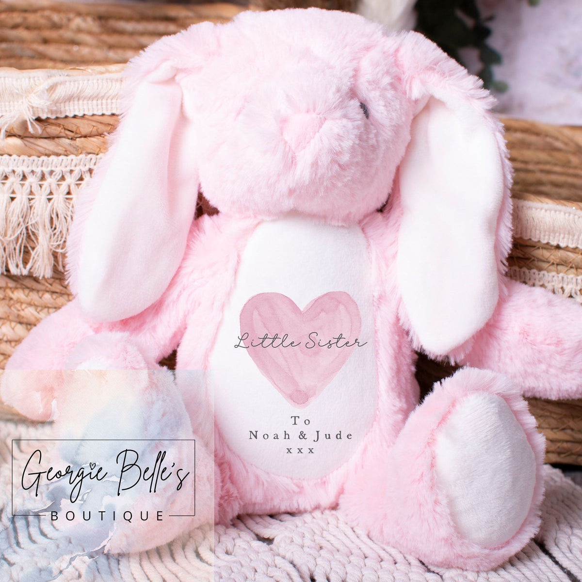 Personalised Announcement Vest / Babygrow - Pink Heart Sister Design