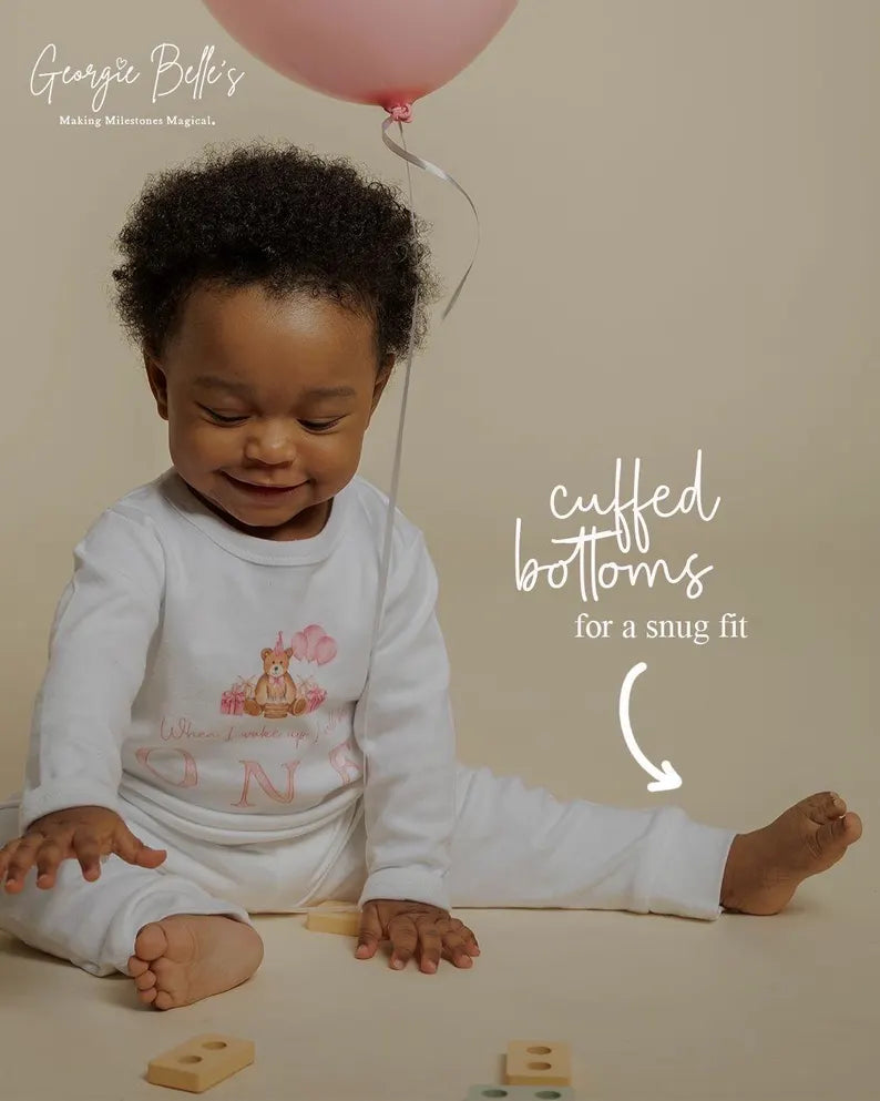 Personalised Beige Stripe Easter Pyjamas - Easter Scene Design