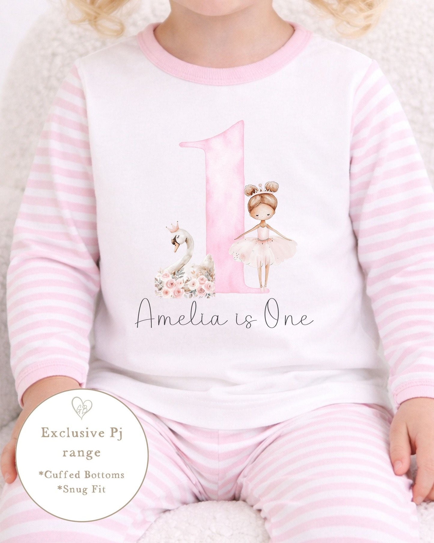 Personalised Stripe Birthday Pyjamas Is One Swan Design