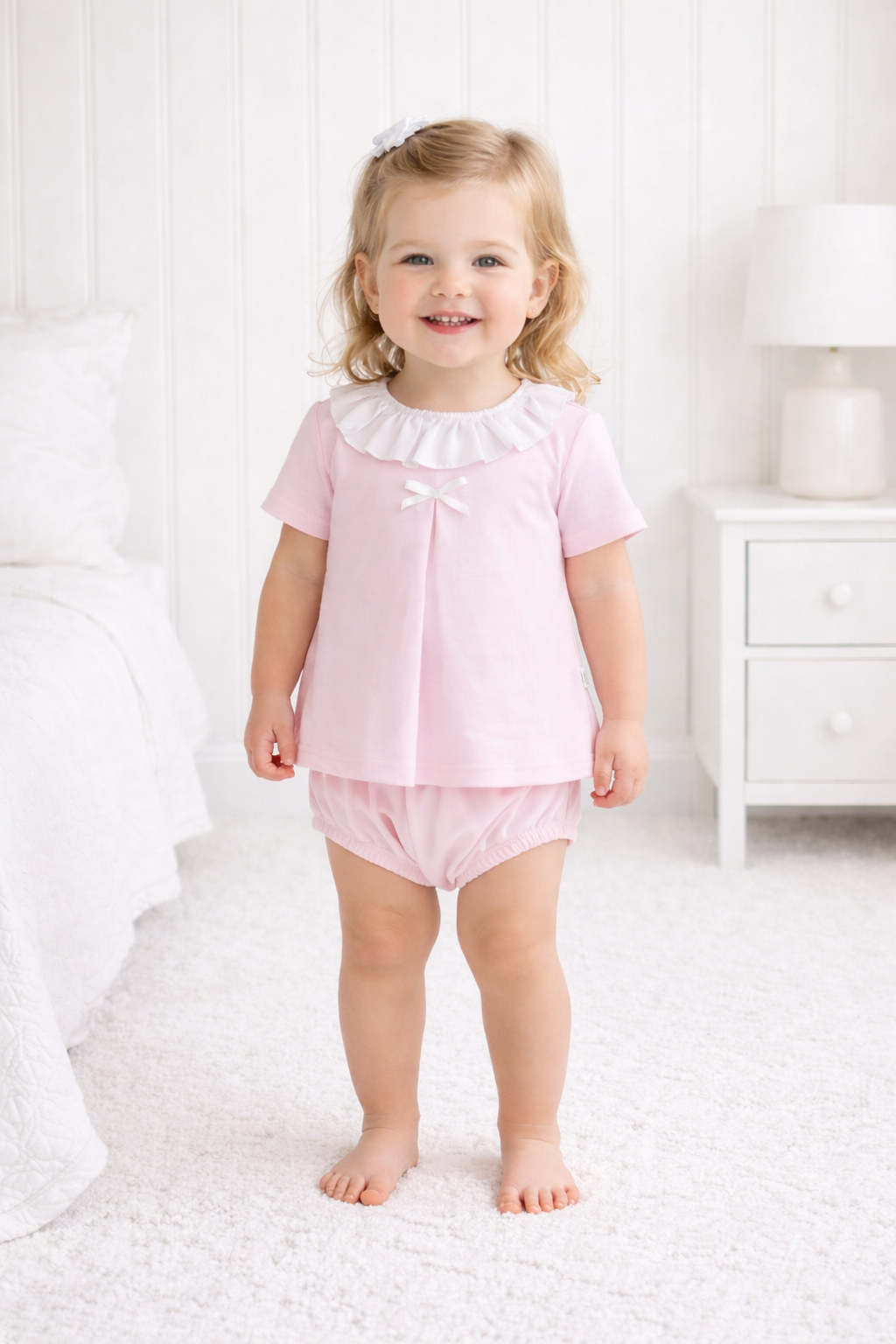 Joanie pink frill collar jam pant set - Rose & Albert