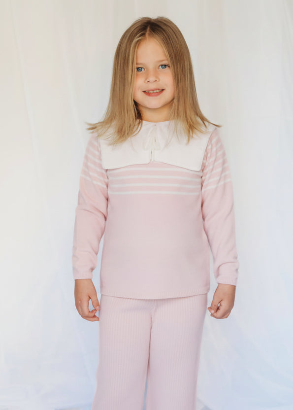'Little Muse' pink stripe statement collar suit - Rose & Albert