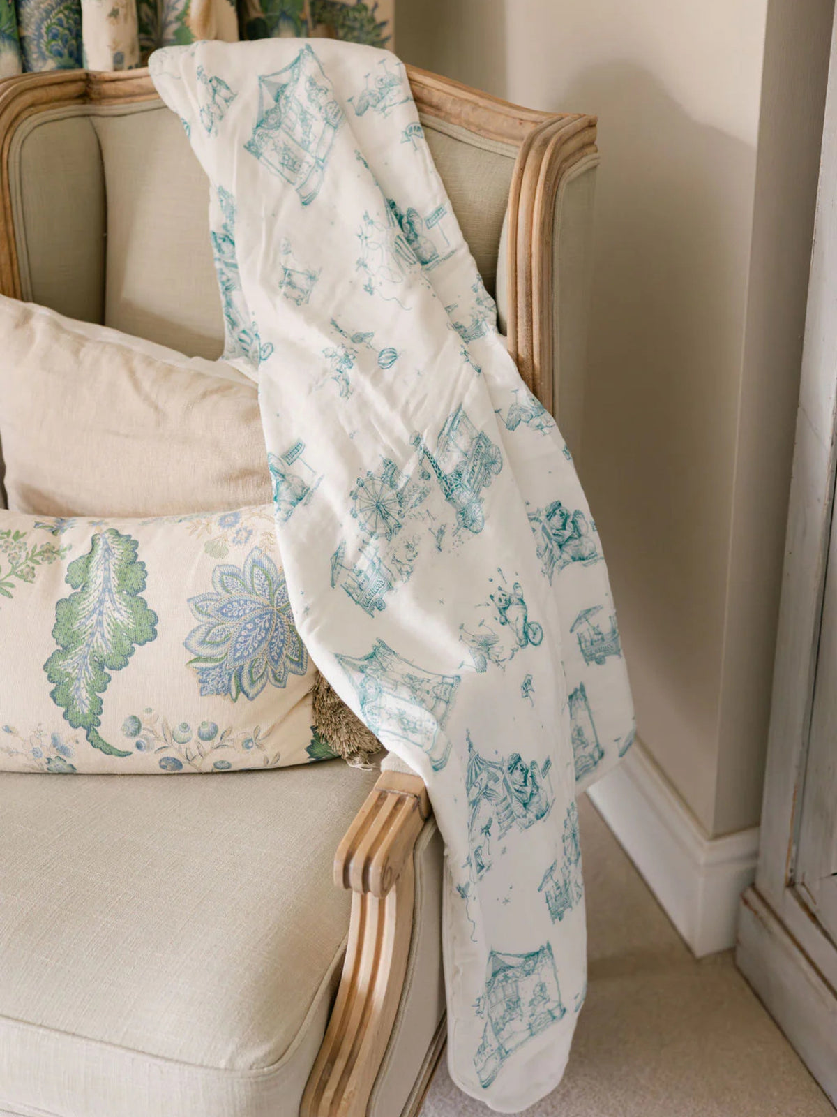 The Gilded Bird 'Circus toile' bamboo baby blanket - Rose & Albert