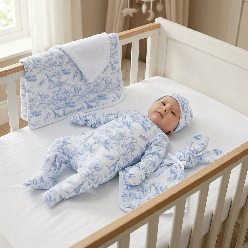 The Little Toile Blue Comforter Bunny - Rose & Albert