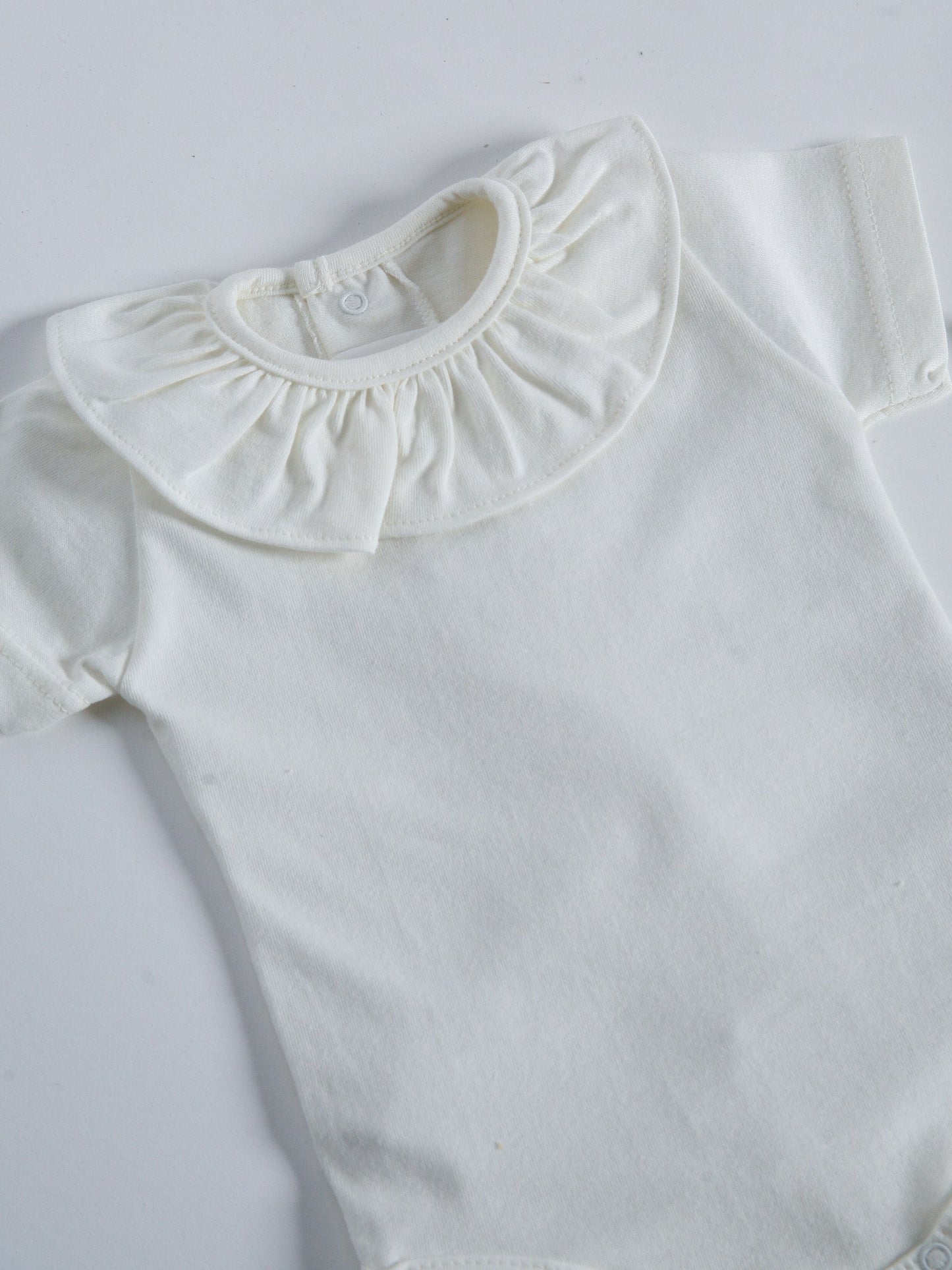 Calamaro Baby Ivory Frill Collar Short Sleeve Vest - Rose & Albert