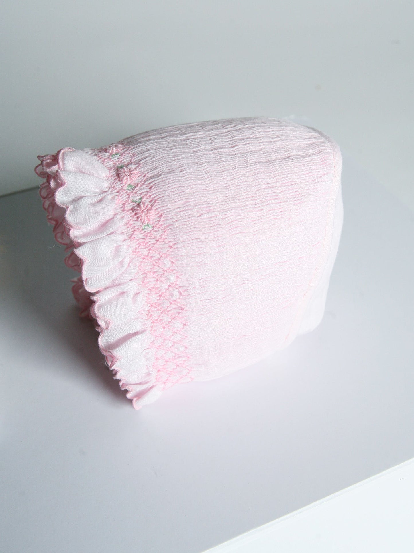 Sarah Louise Rosebud pink smocked bonnet - Rose & Albert
