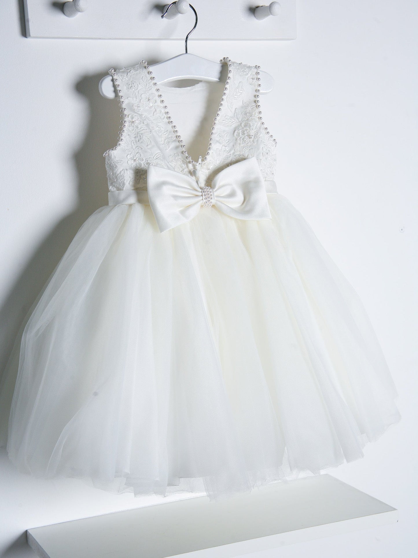 Sarah Louise Ivory Pearl Embellished Tulle Dress - Rose & Albert