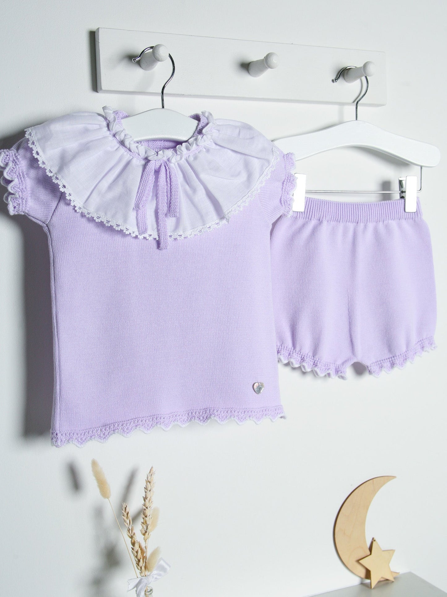'Phoebe' lilac knitted statement collar short set - Rose & Albert