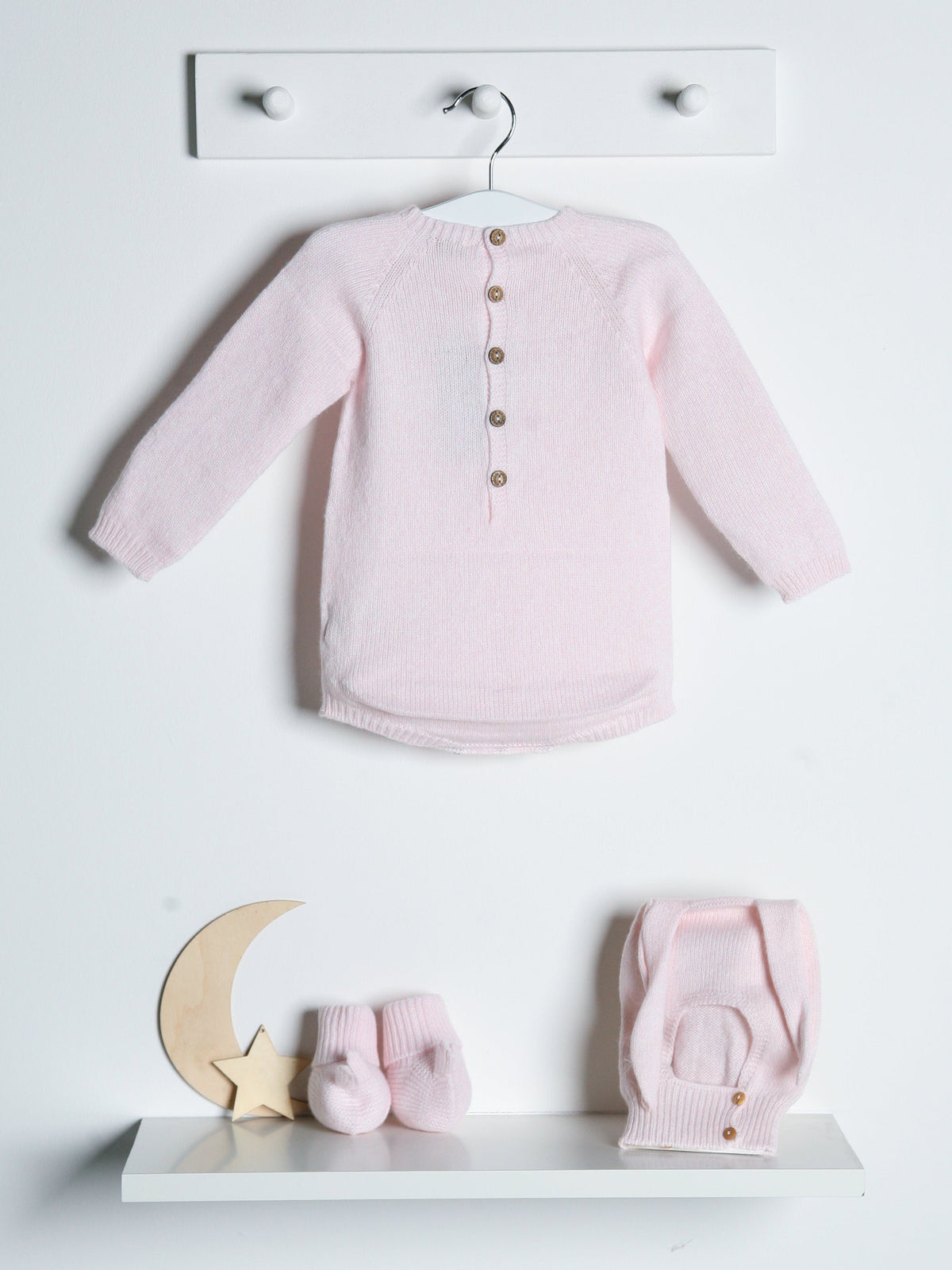 Wedoble Pink Cashmere Blend Bunny Knitted Booties - Rose & Albert