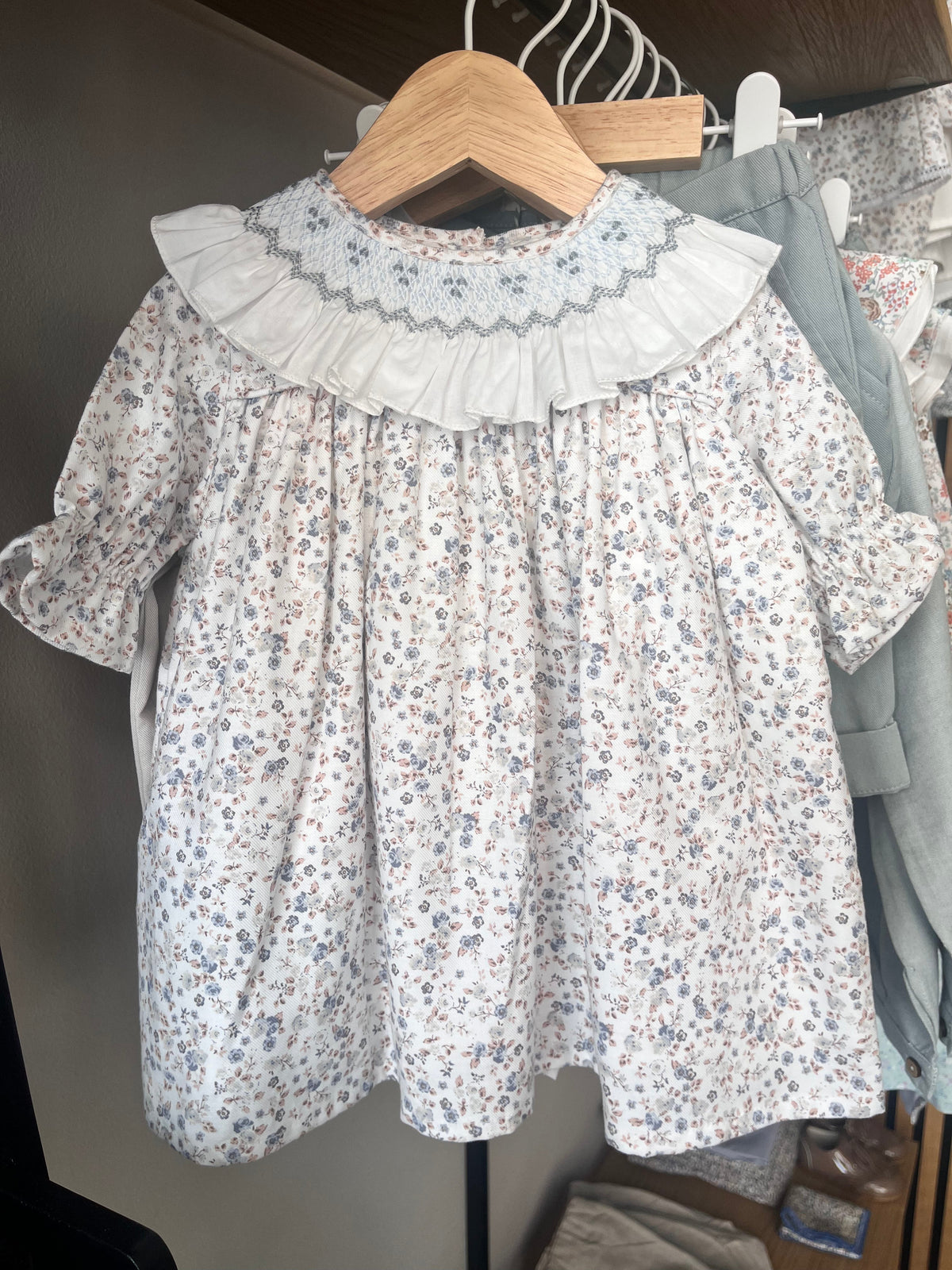 Embroidered collar dress with nappy cover