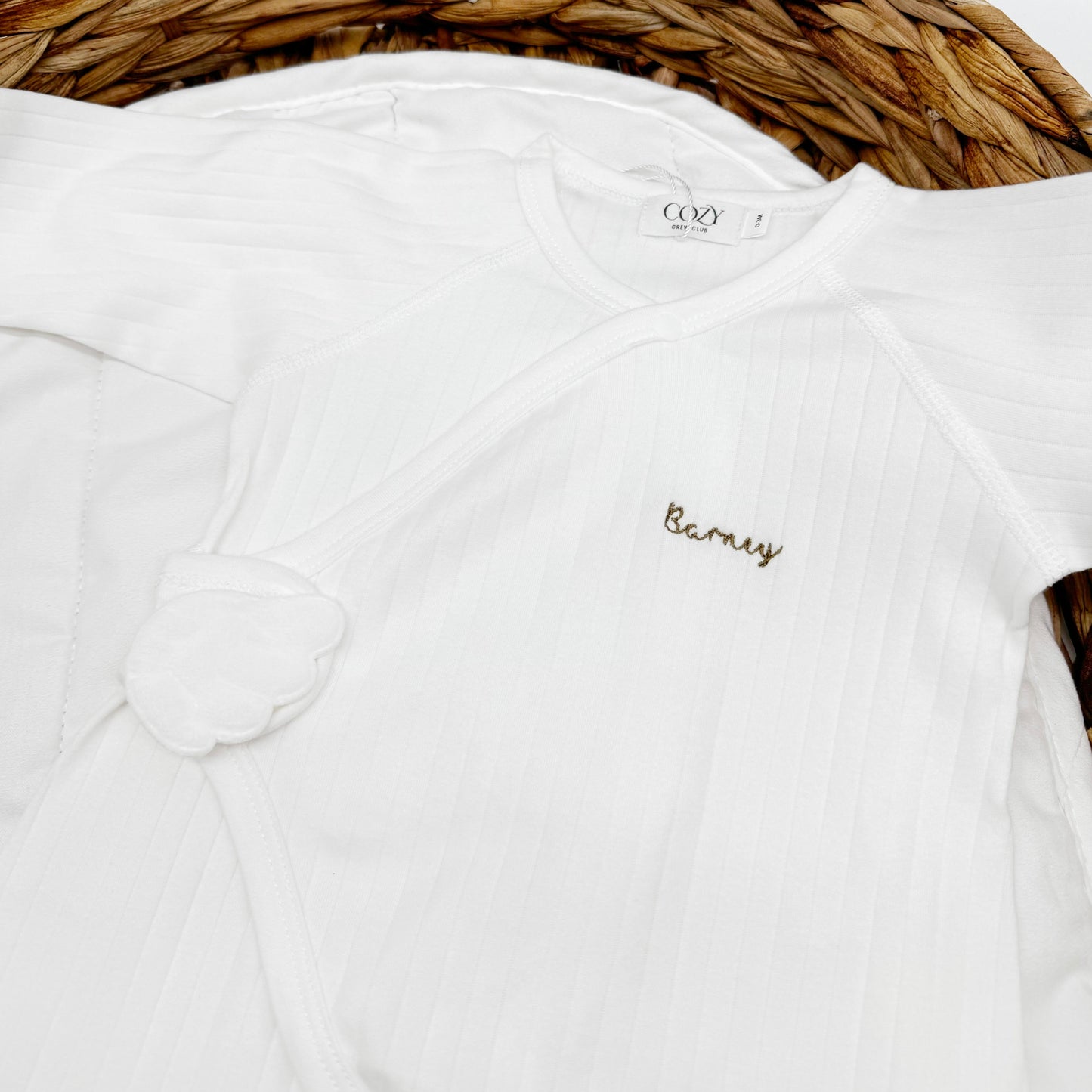 The Angel Boucle Wrap Baby Grow Romper in White