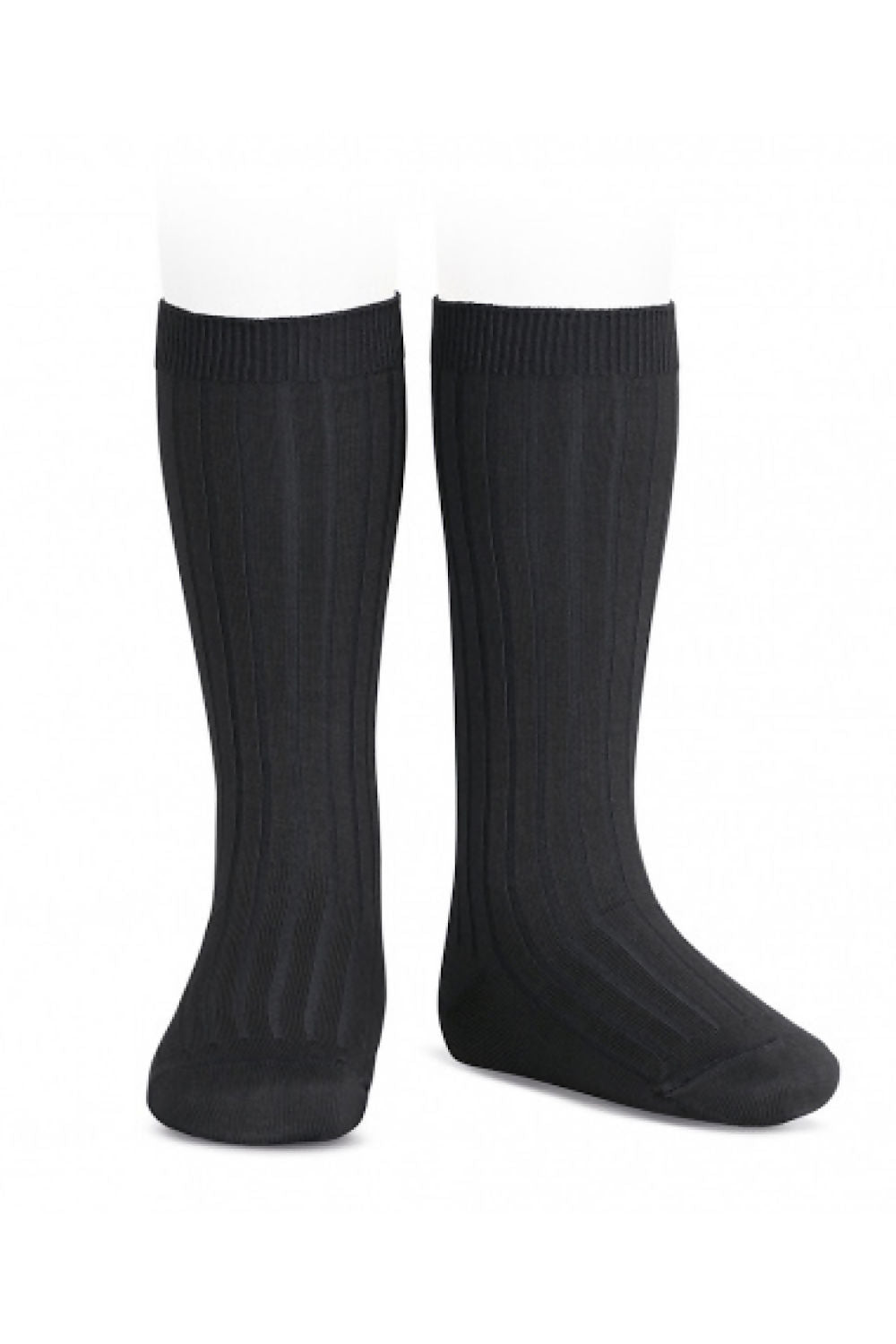 Condor black ribbed knee socks - Rose & Albert