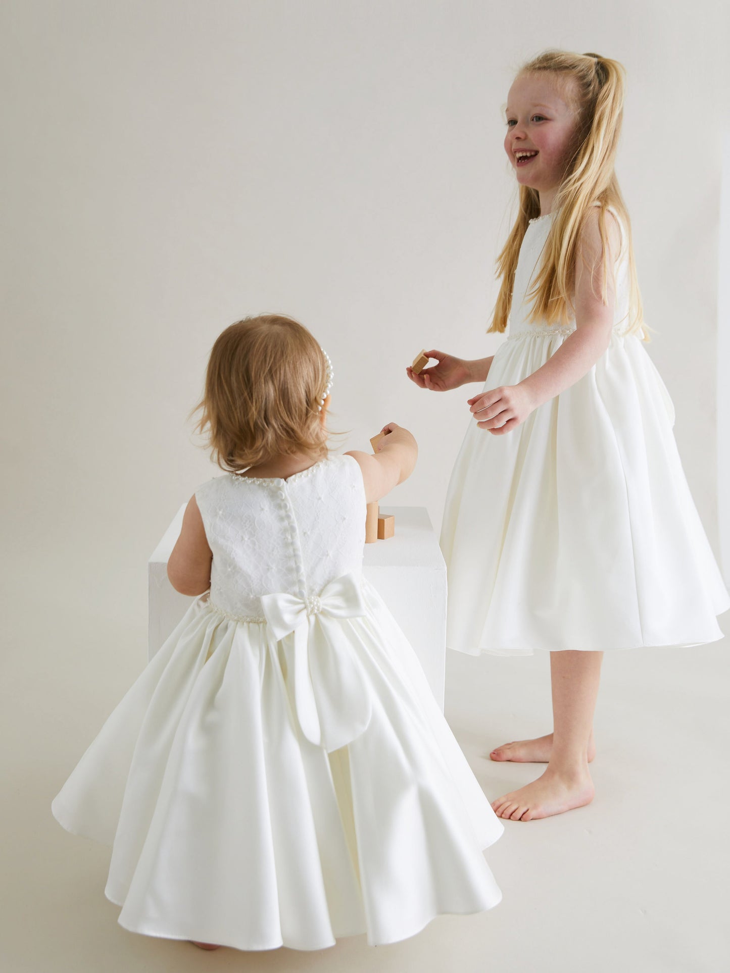 Sarah Louise Ivory & Satin Embellished Occasion Dress - Rose & Albert
