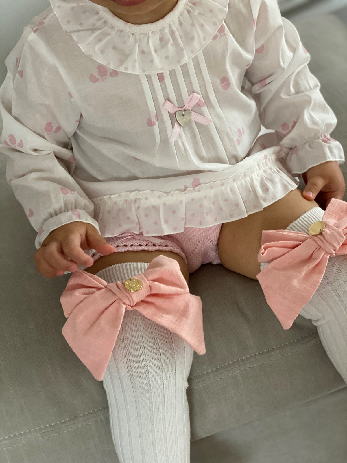 Petit Maison Emma Linen Bow Socks - Rose & Albert