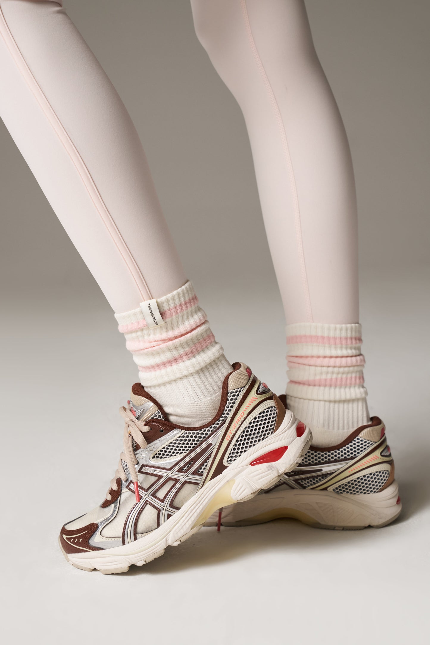 STRIPED BRANDED LABEL SOCK - PINK