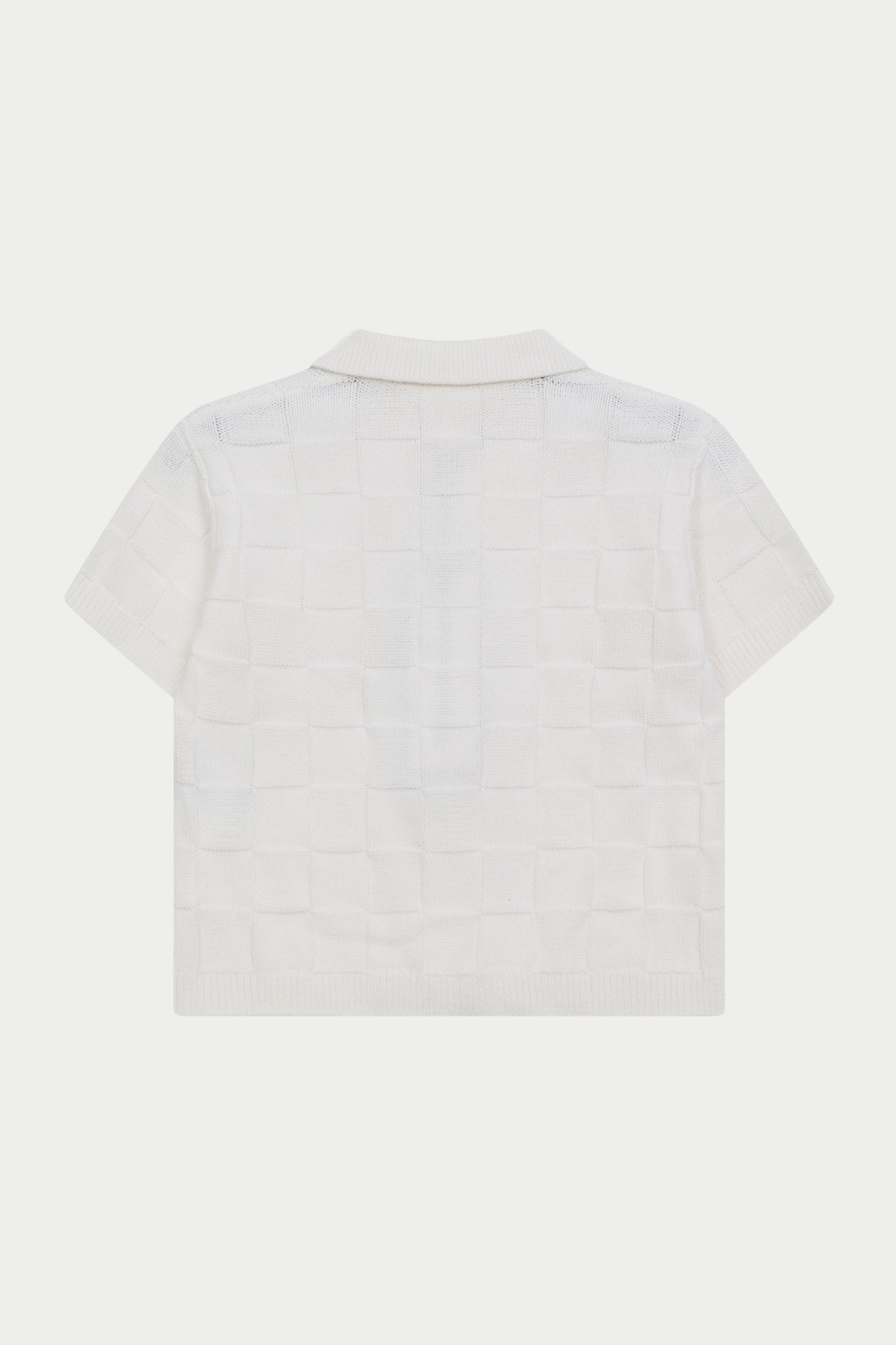 JUNIOR CHECKERBOARD KNITTED SHIRT - OFF WHITE