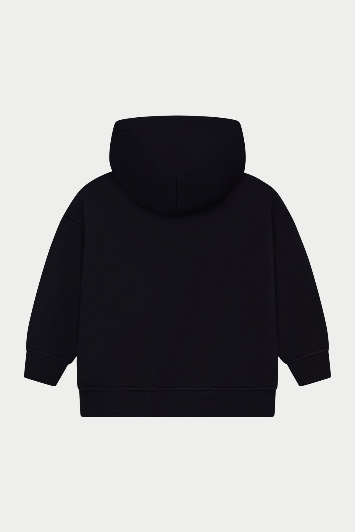 KIDS ZIP THROUGH MONOGRAM EMBLEM APPLIQUE HOODIE - BLACK