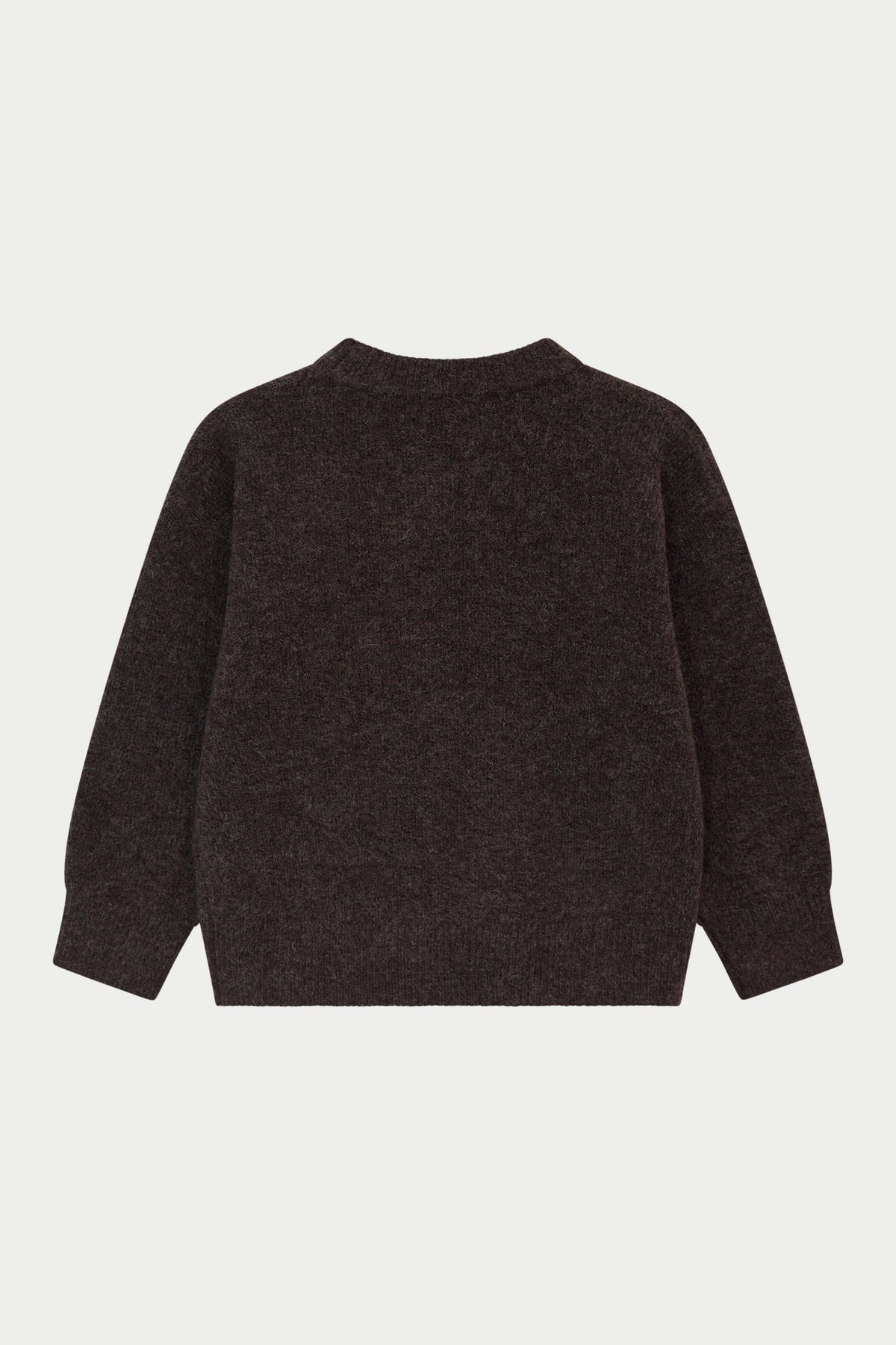 KIDS EMBLEM FLUFFY KNIT CREW - BROWN