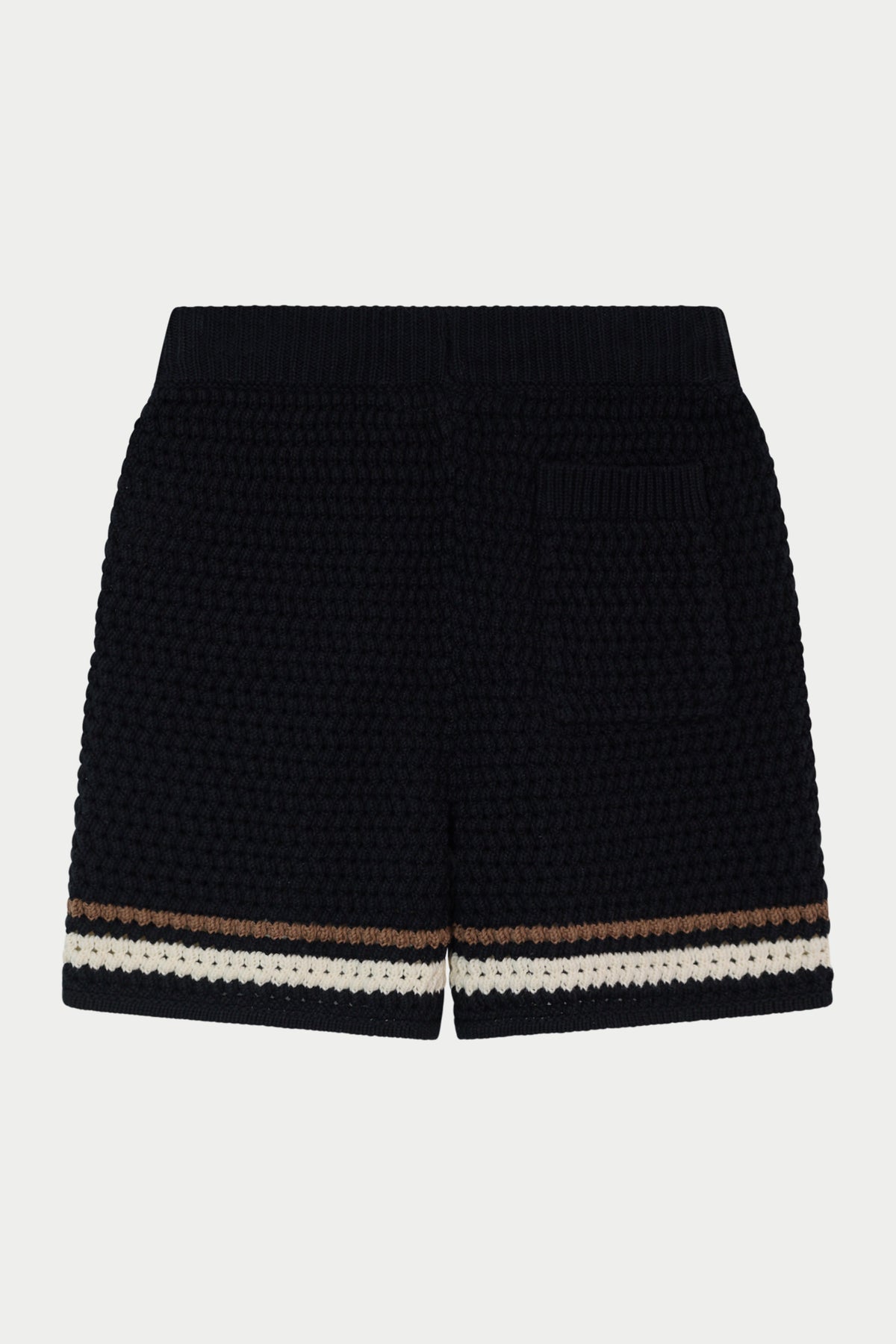 JUNIOR STRIPE CROCHET KNIT SHORTS - BLACK