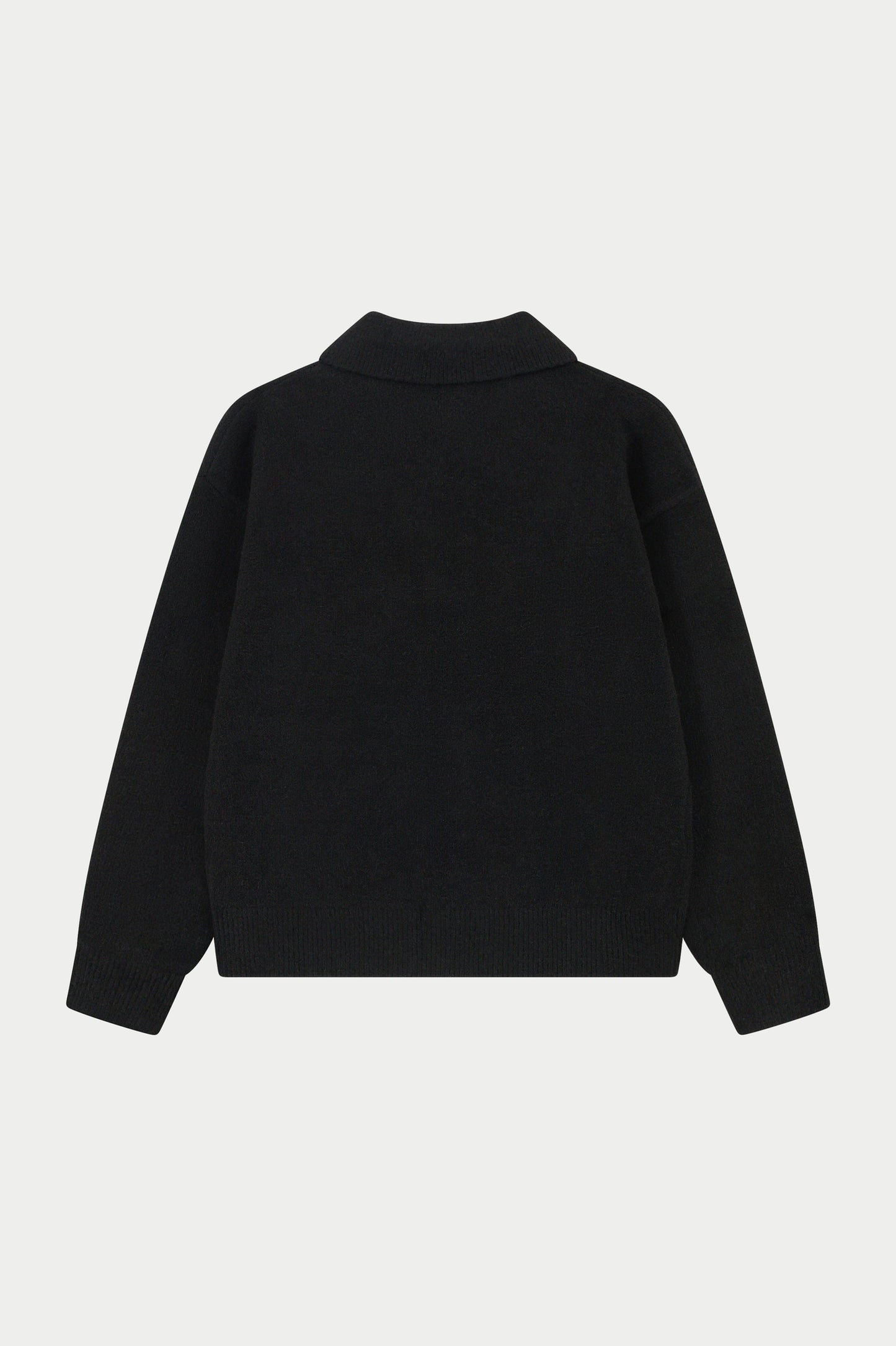 MONOGRAM FLUFFY KNIT POLO - BLACK