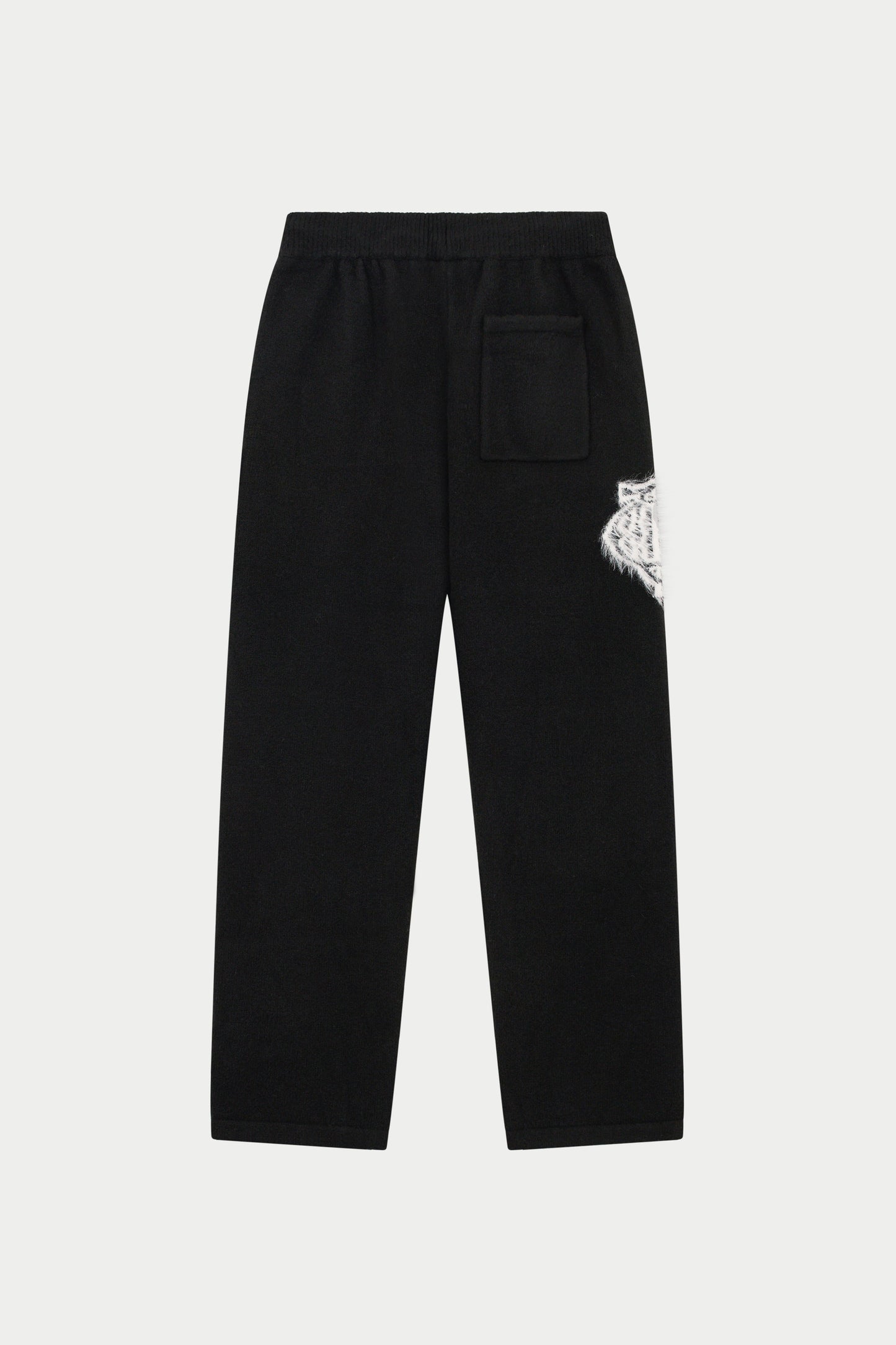 MONOGRAM FLUFFY KNIT JOGGERS - BLACK