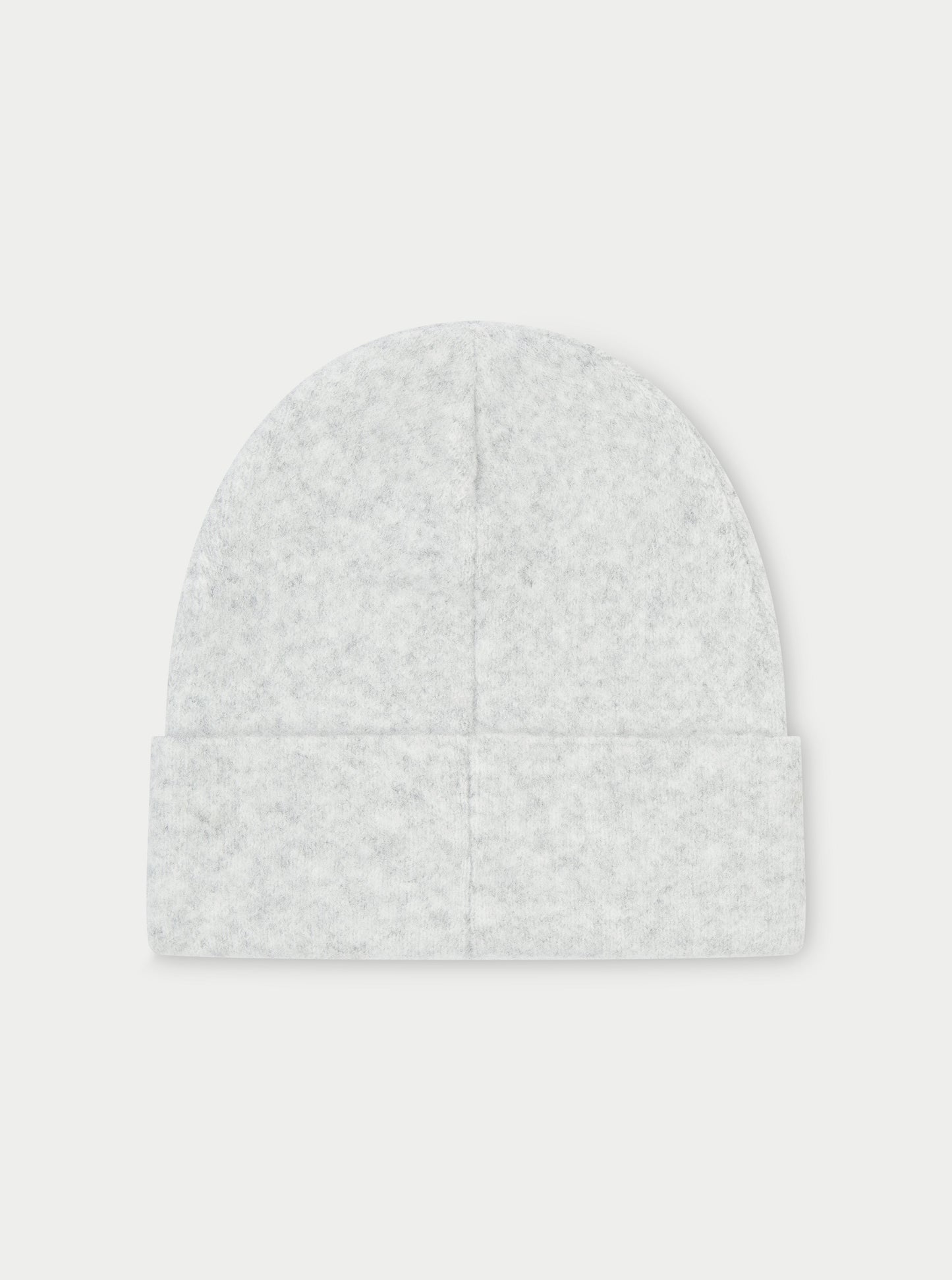 FLUFFY KNIT EMBLEM BEANIE - GREY MARL