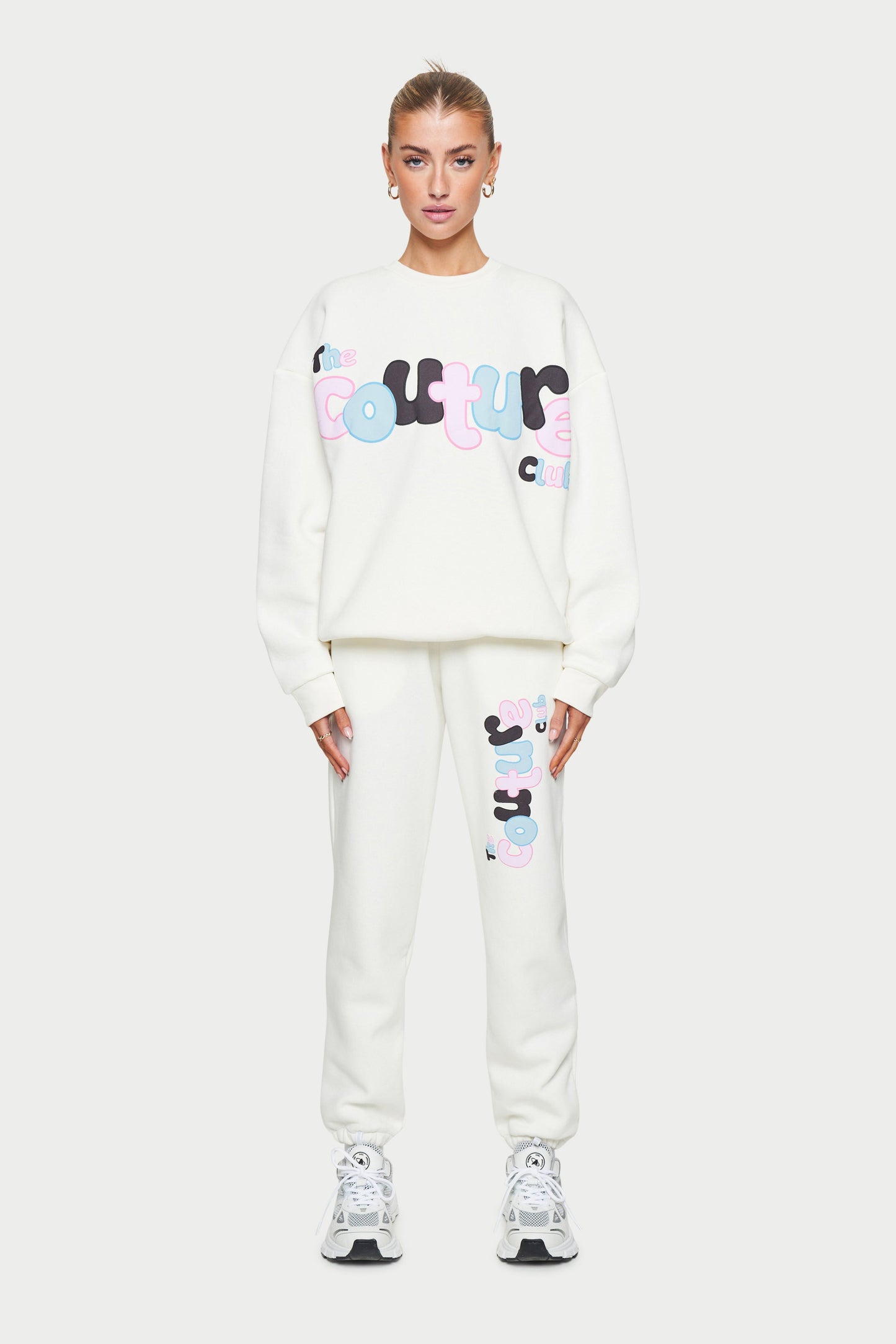 COUTURE BUBBLE OVERSIZED JOGGERS - OFF WHITE