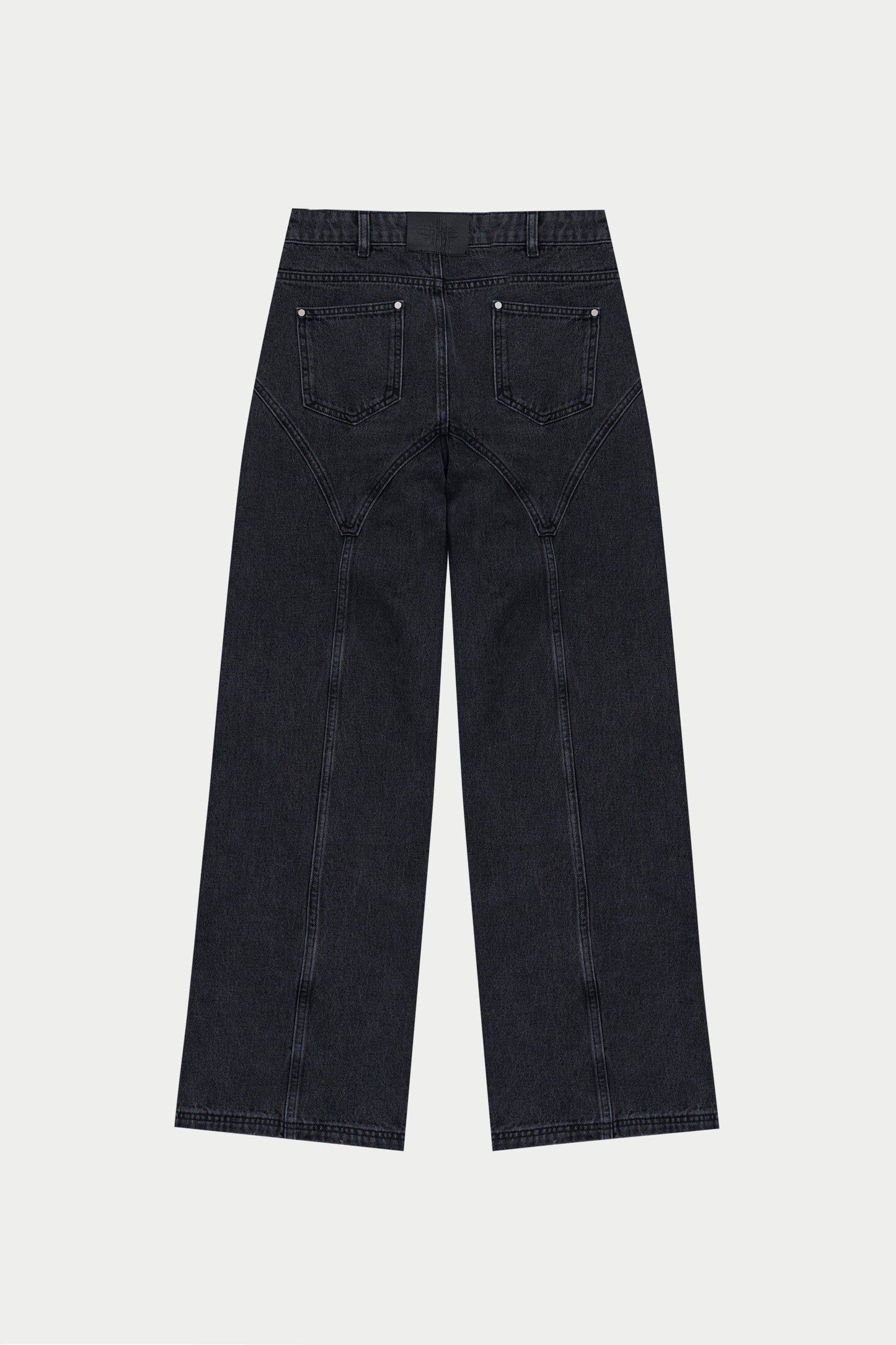 SEAM DETAIL WASHED JEANS - BLACK WASH